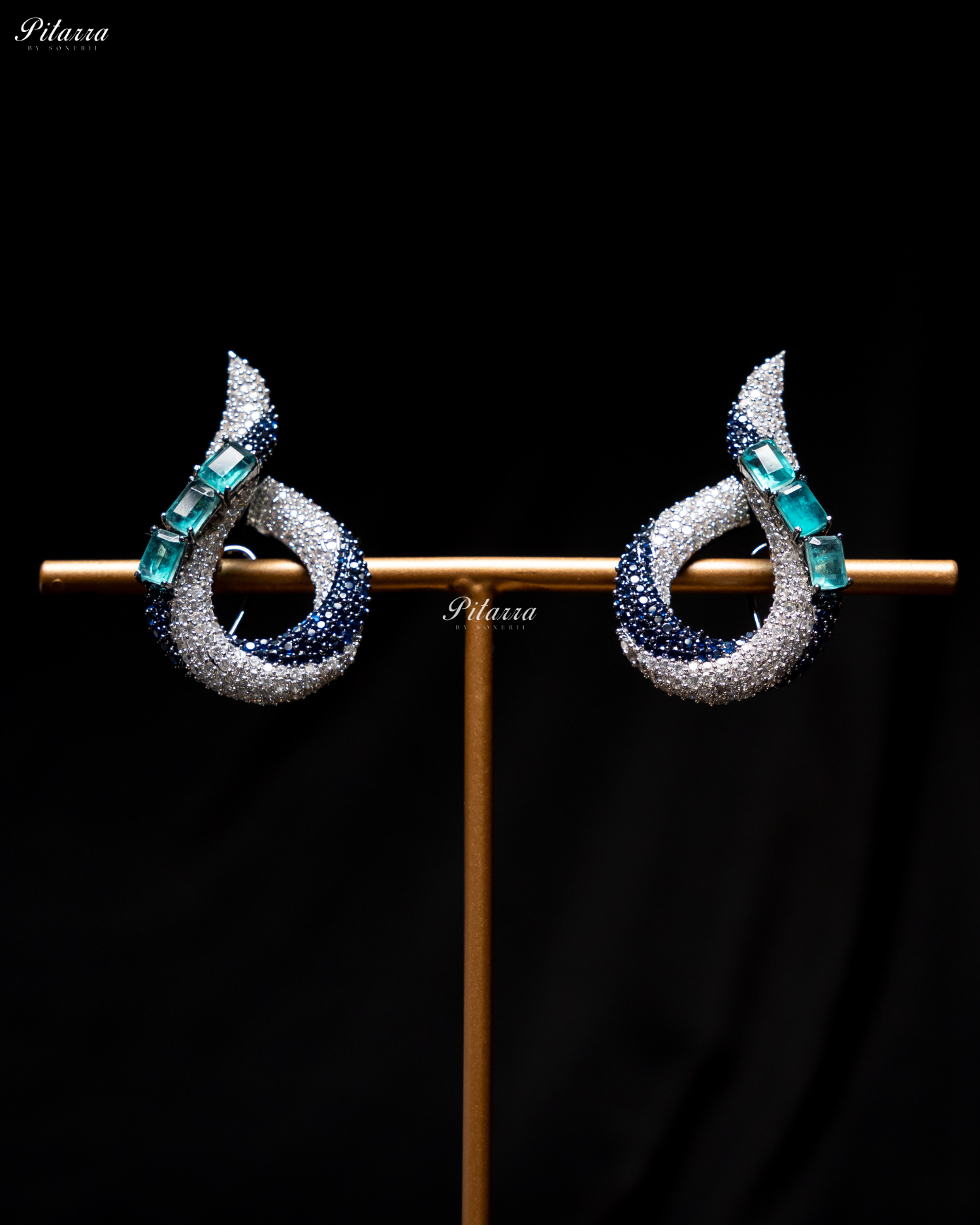 Aqua Stone Sleek CZ Choker Statement Necklace Set