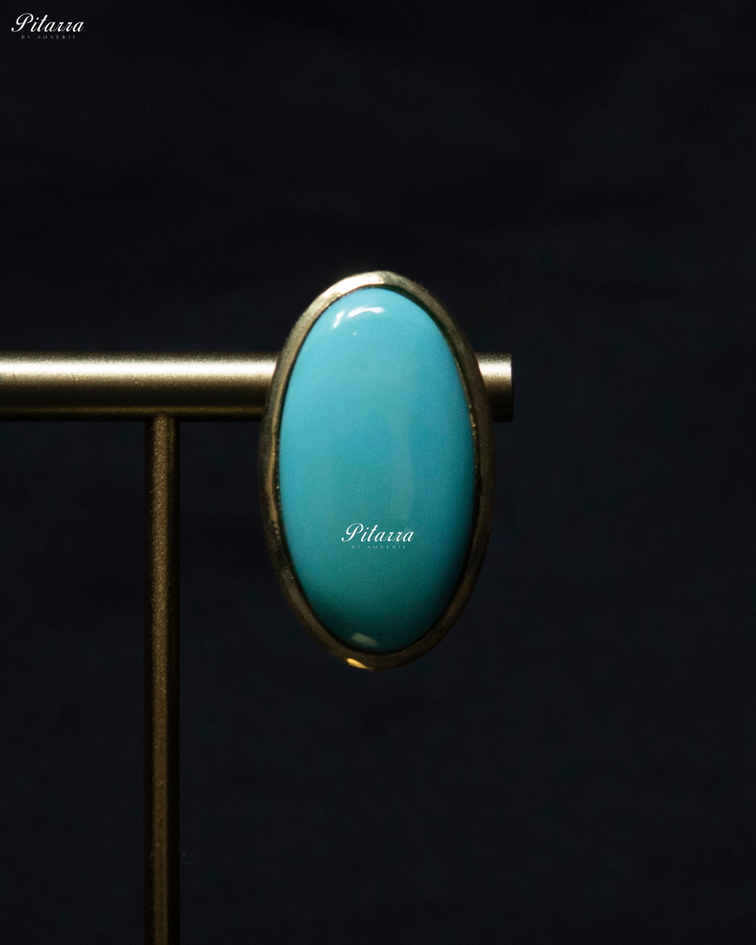 Turquoise Oval Shape Gold Tone Stud Earrings