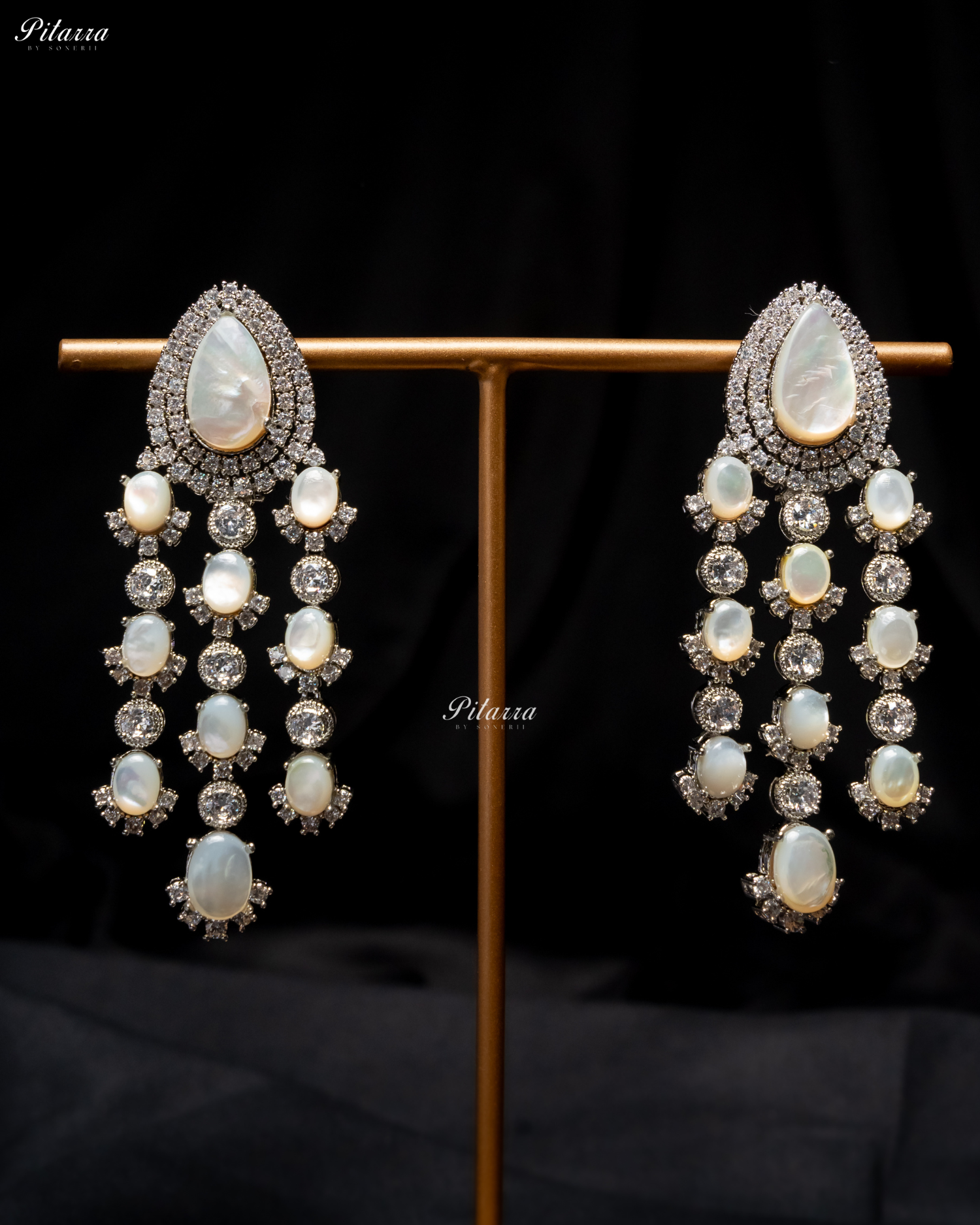 White Stone Silver Multi Layer CZ Necklace Set