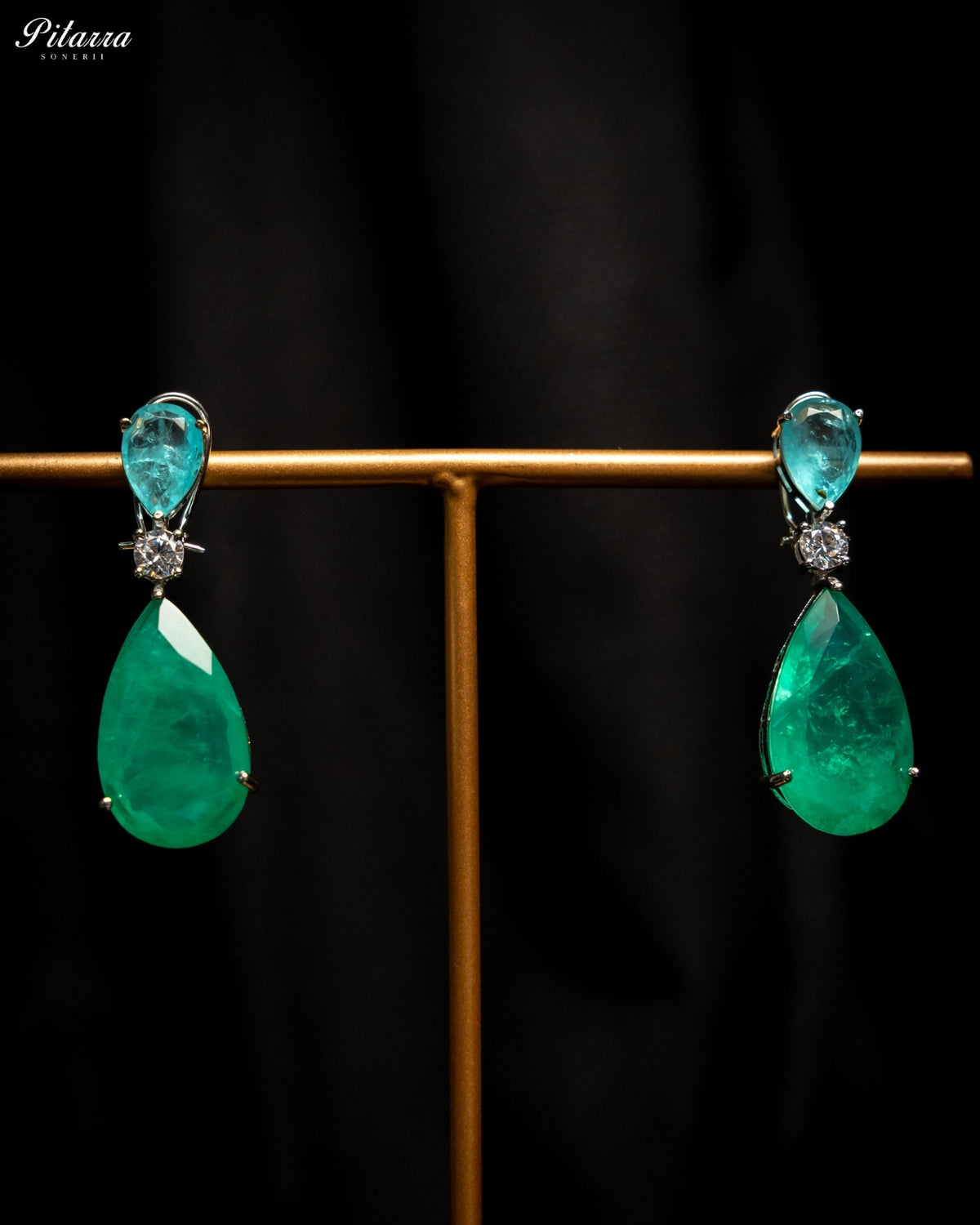 Aqua Green & Light Aqua Blue Crystal Statement Choker Necklace Set