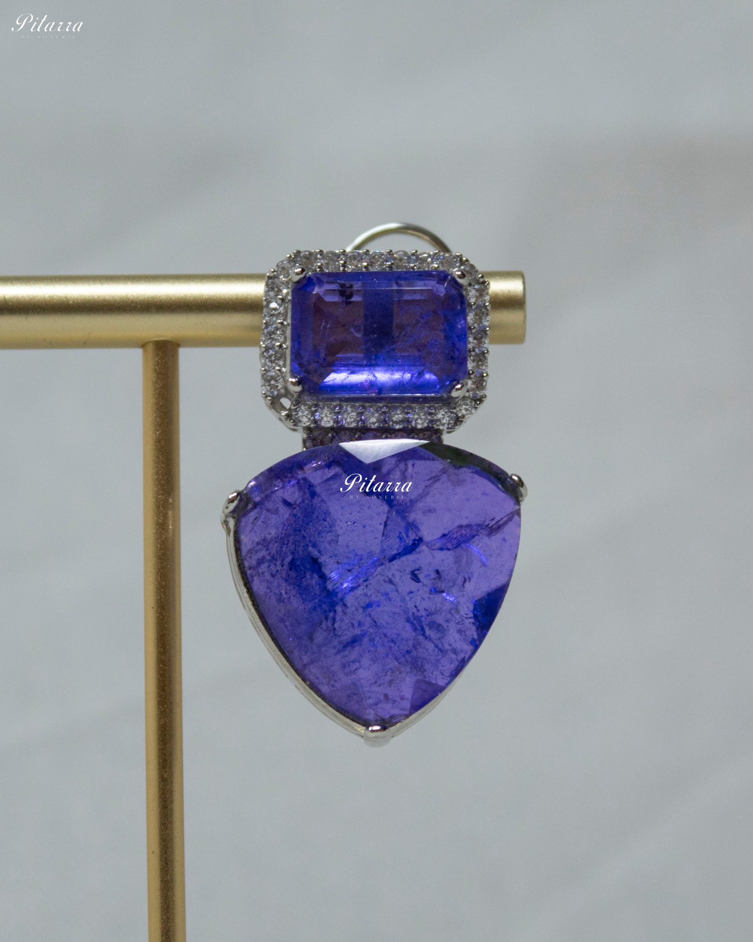 Periwinkle doublet Crystal Studded Dangler Earrings