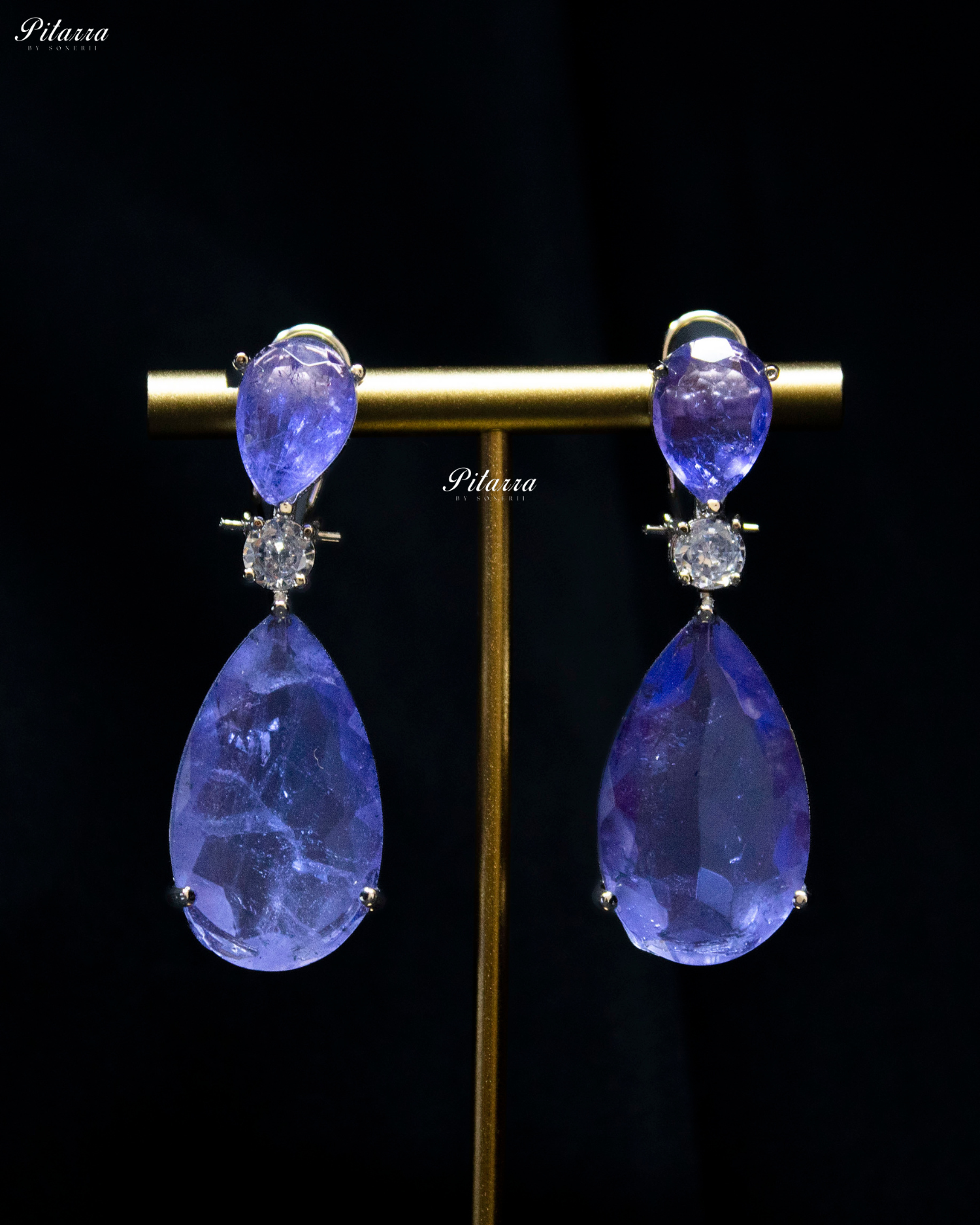 Blue Teardrop Victorian Crystal Necklace Set