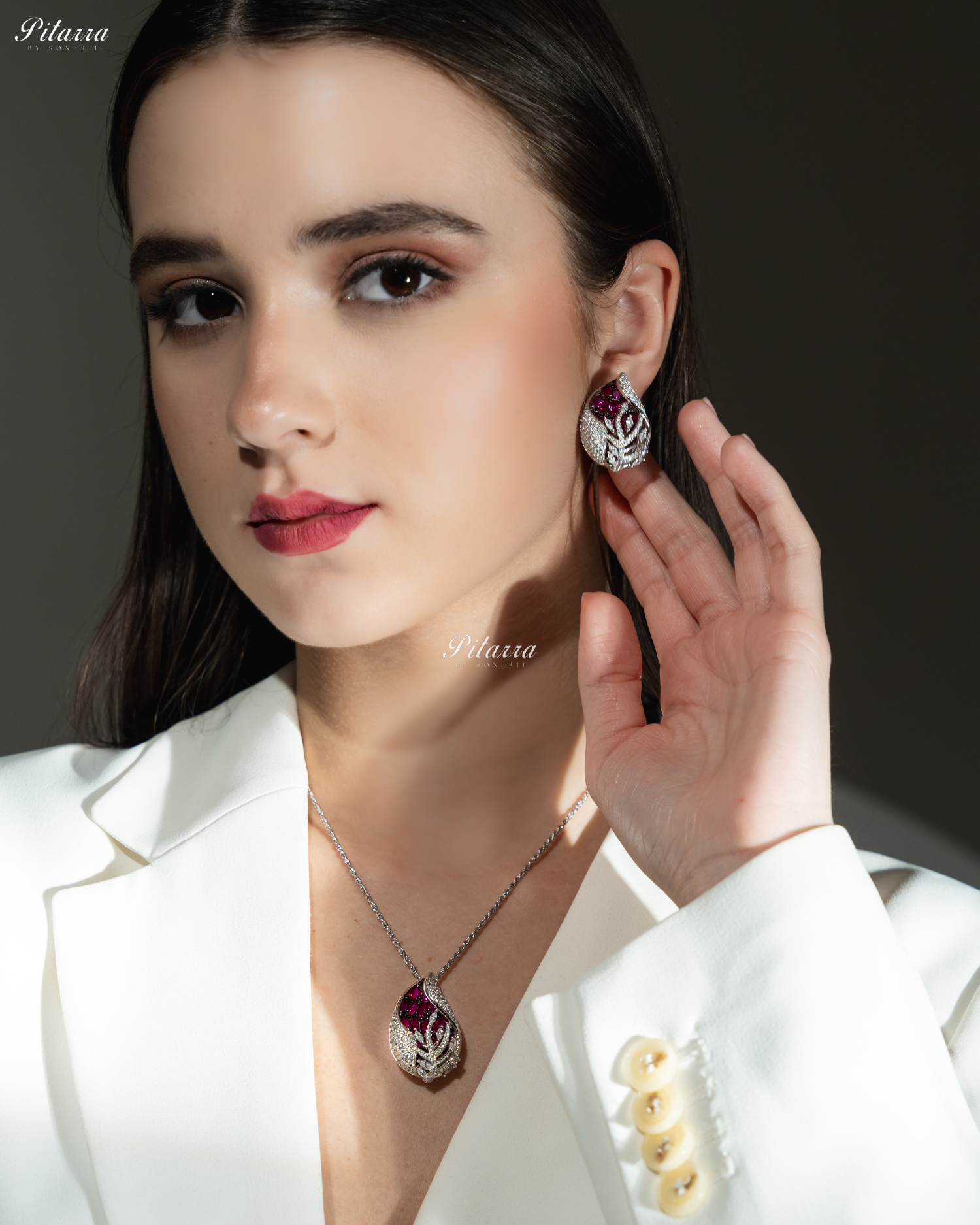 Pink Color Cubic Zirconia Flower 92.5 Silver Stud Earrings