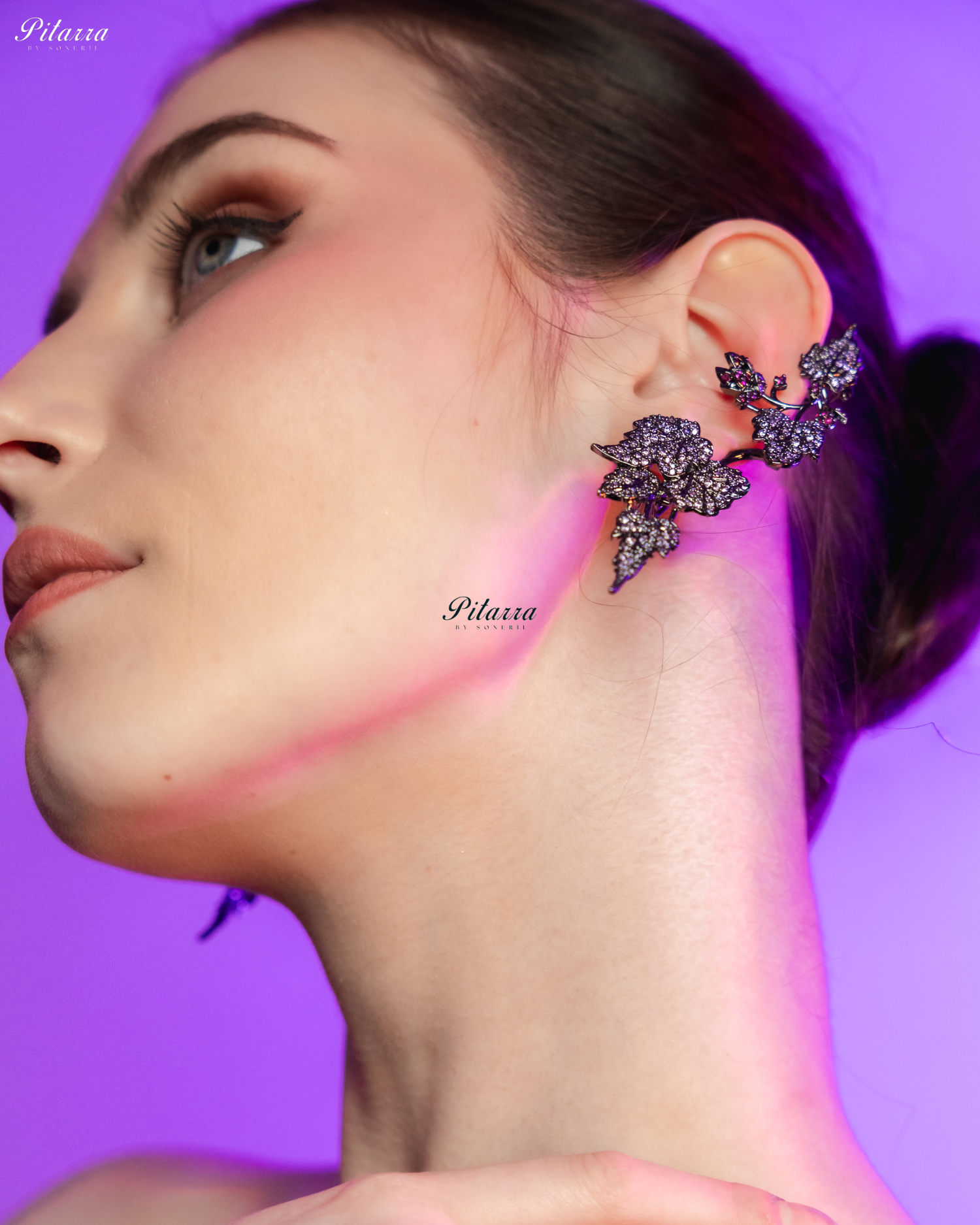 Blue Unique Leaf Shaped Crystal Earrings