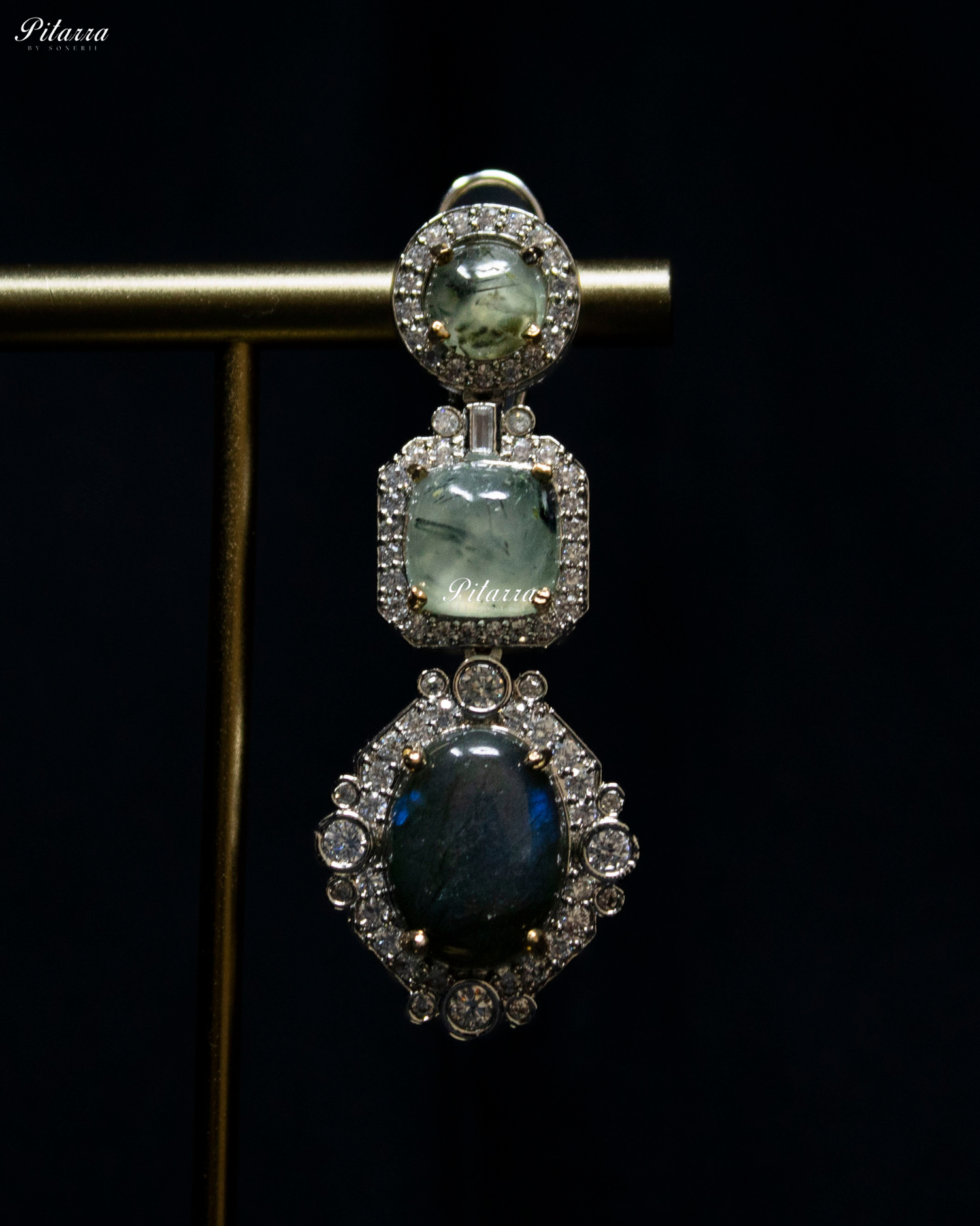 Purssian Blue Silver Cubic Zirconia Drop Earrings
