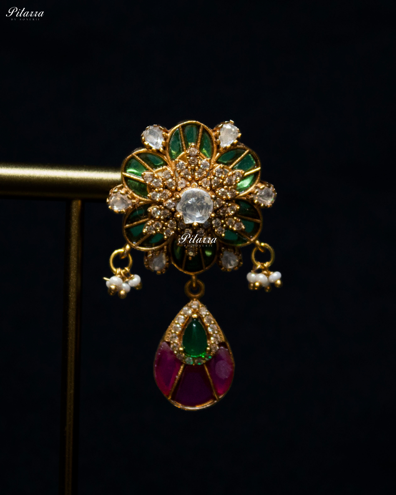Emerald Pink Luxury Meenakari Polki choker Necklace Set