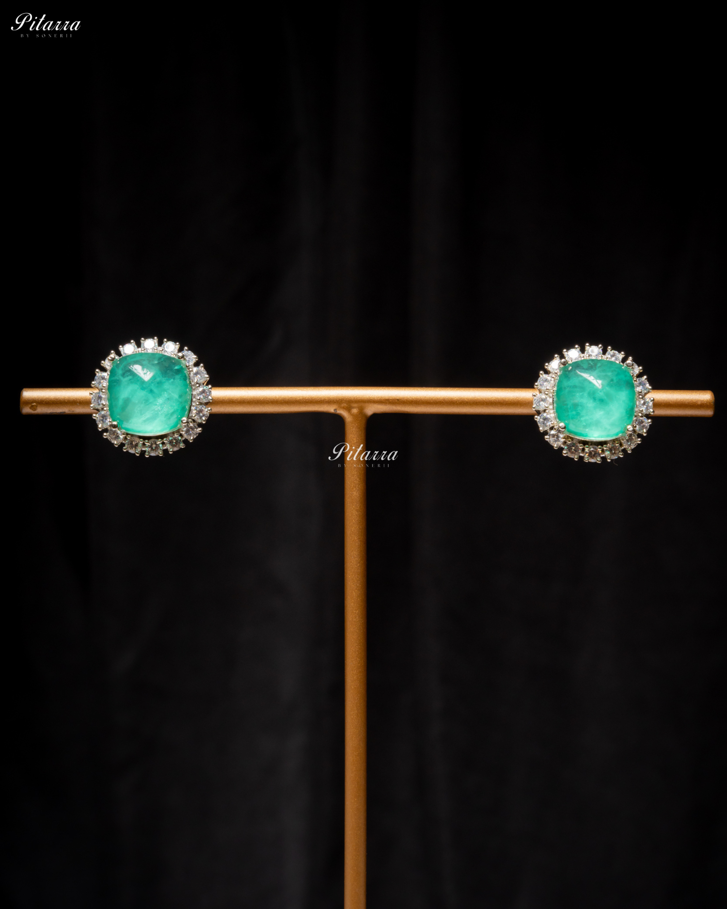 Mint Green Stone Cubic Zirconia Silver Necklace Set