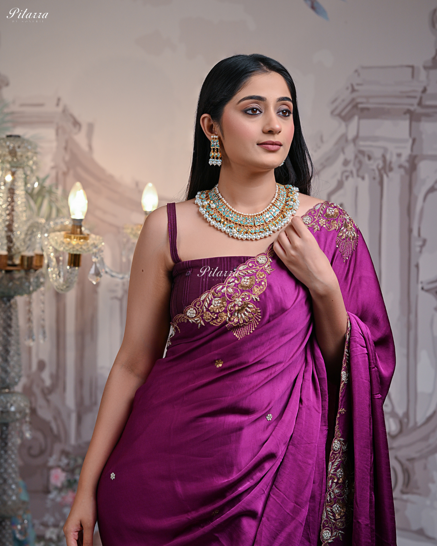 Firoza Flora Gold Plated Kundan Necklace Set