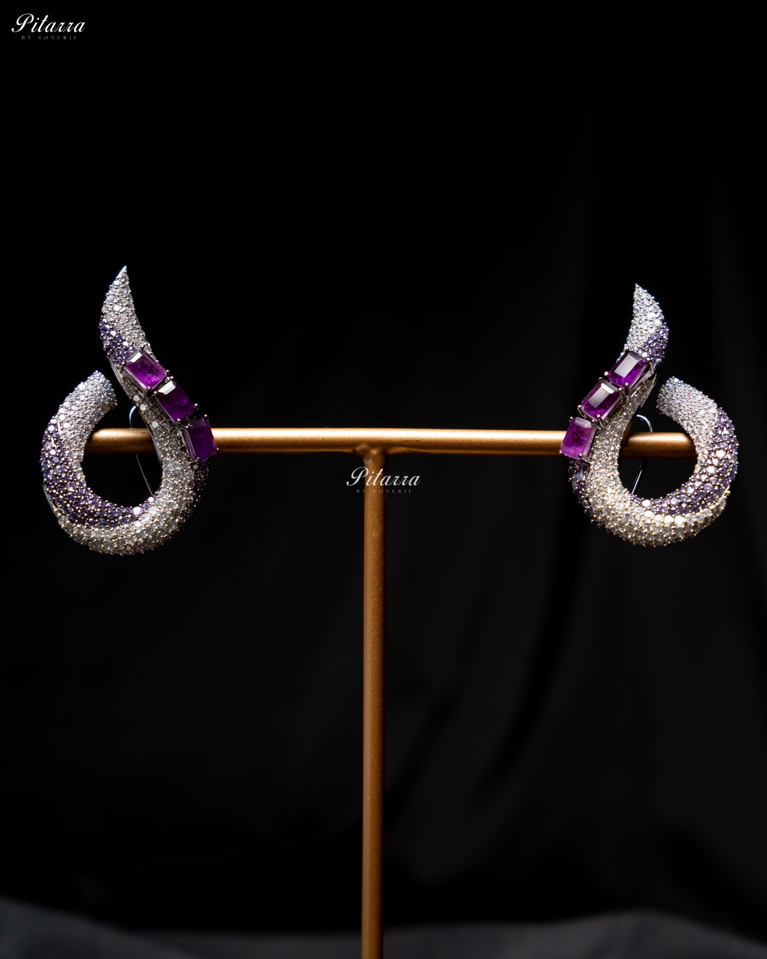 Purple Stone Sleek CZ Choker Statement Necklace Set