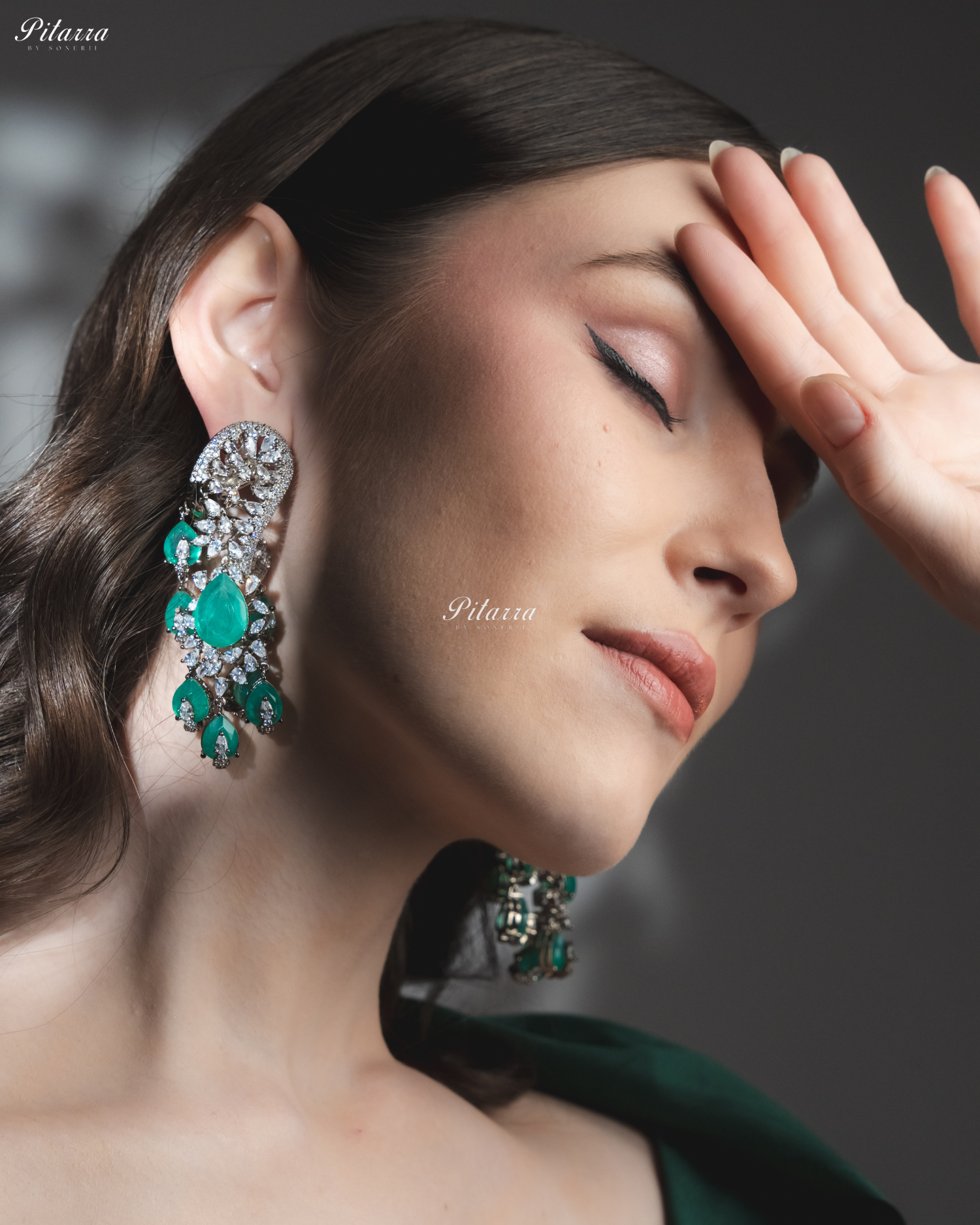 Mint color Silver Polish CZ Crystal Dangler Earrings