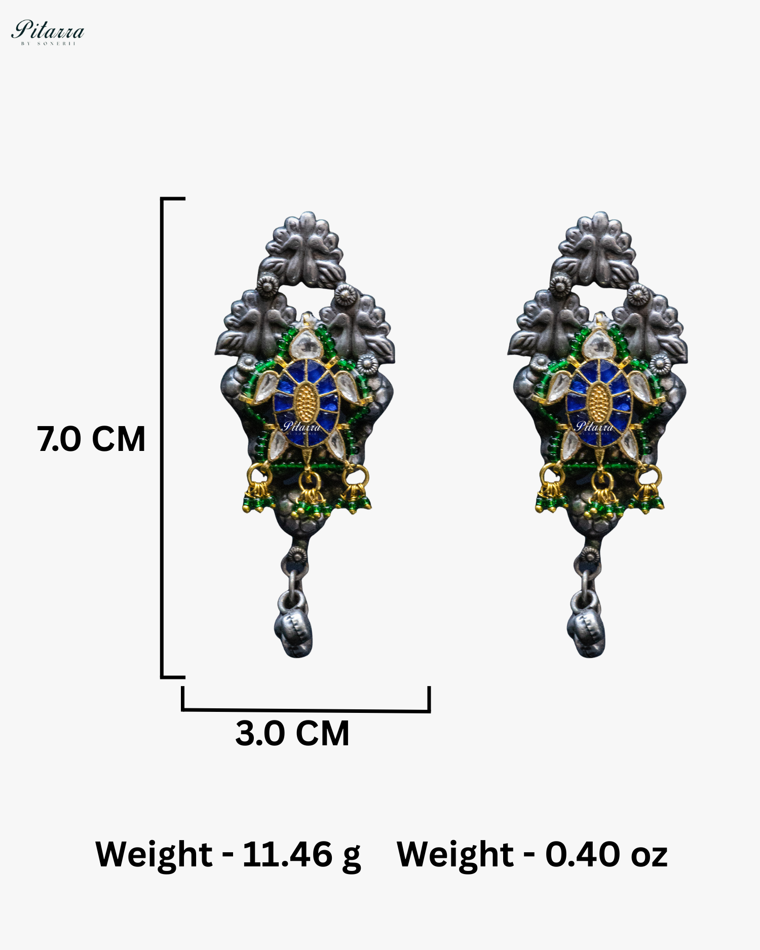 White Flora Green Elephant Ghunghroo Silver Look Alike Choker Set