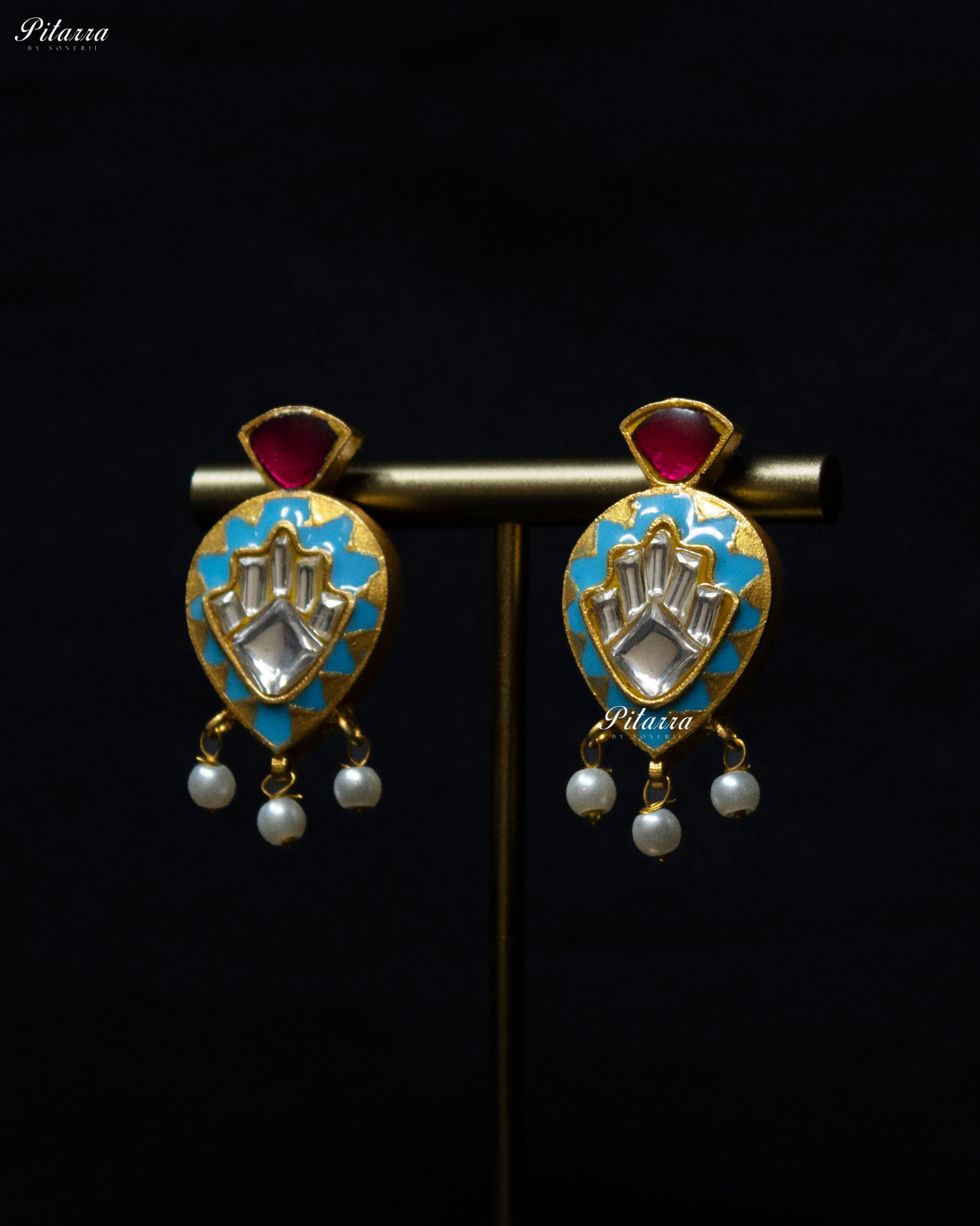 Turquoise Drop Exclusive Meena Kundan Necklace set