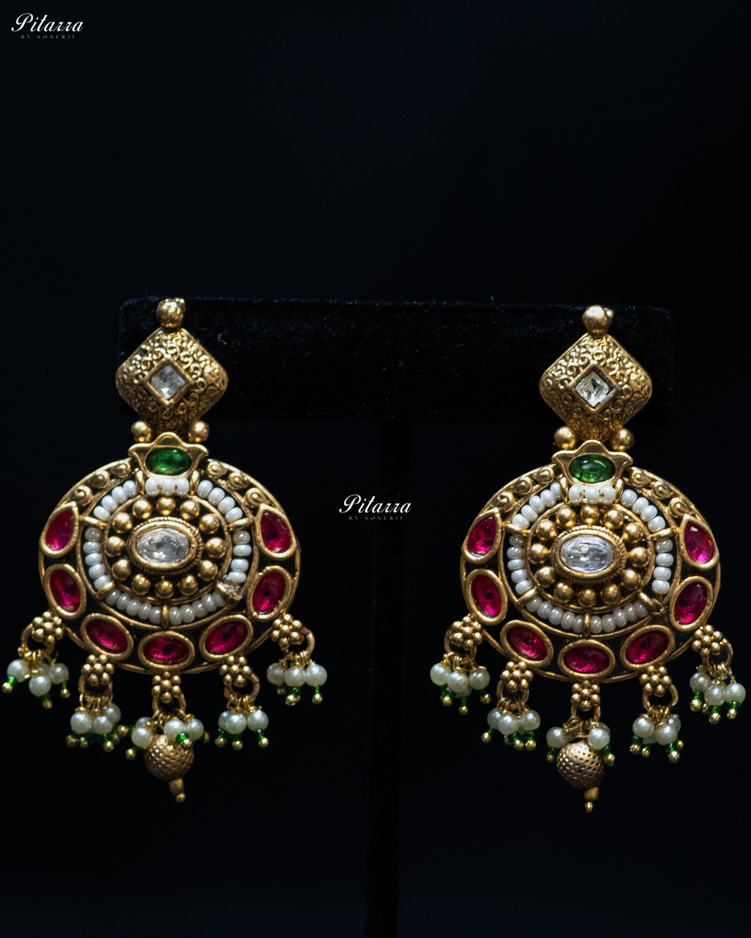 Two Tone Gold Finish Two Layer Kundan Necklace Set