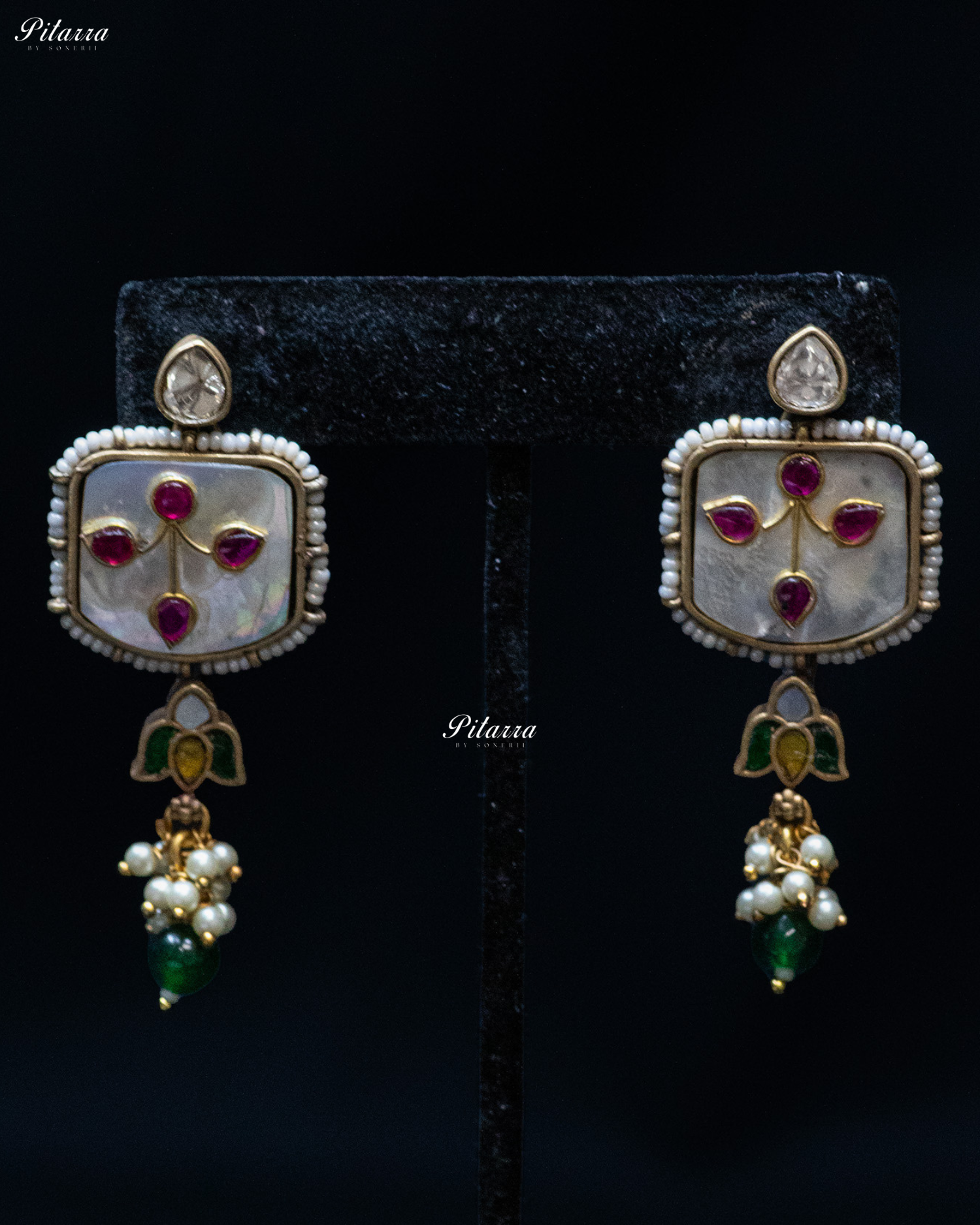 Dual Peacock White Stone Antique Designer Silver Look Alike Pendant Set