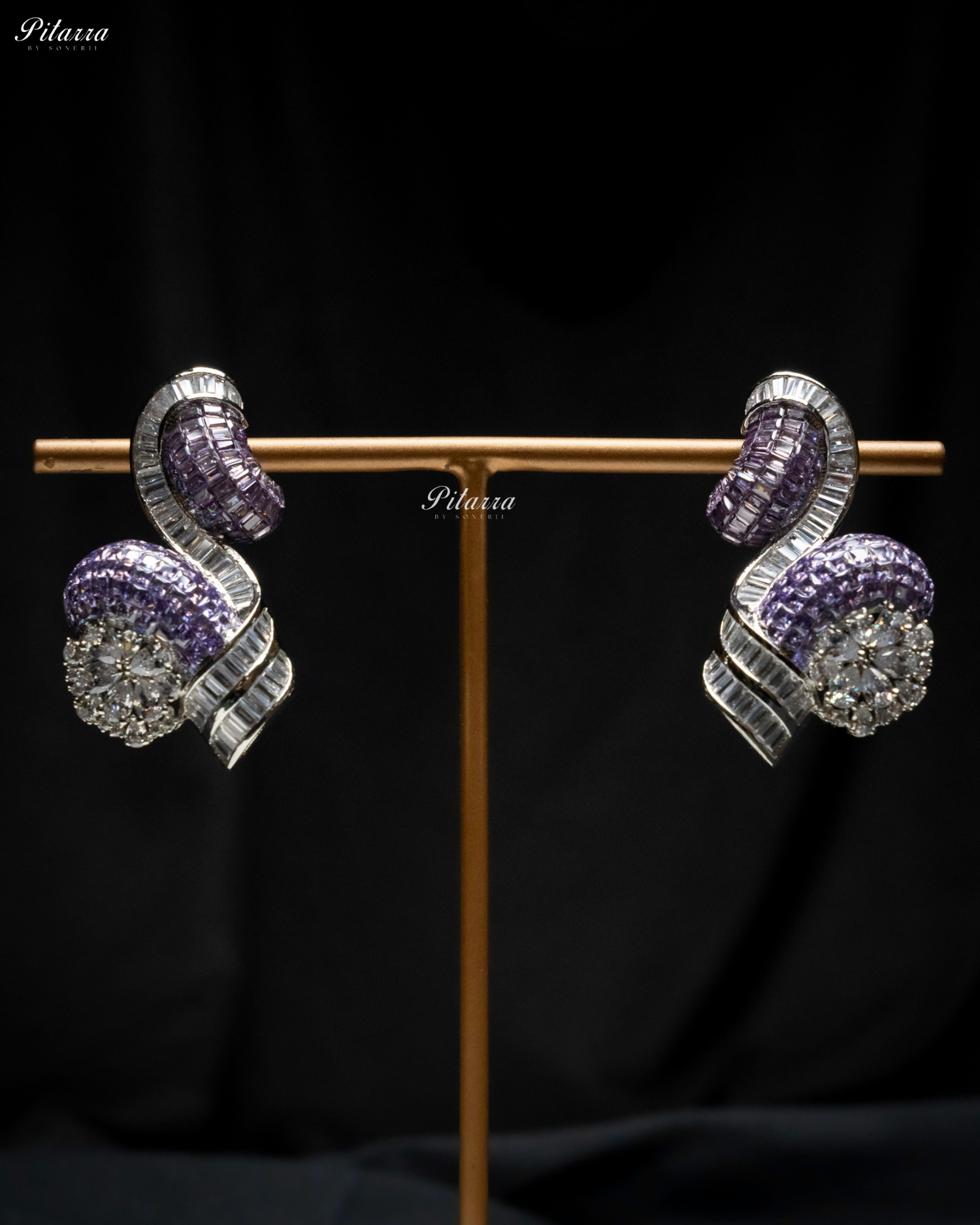 Purple Unique Style Pitarra Crystal Choker Set