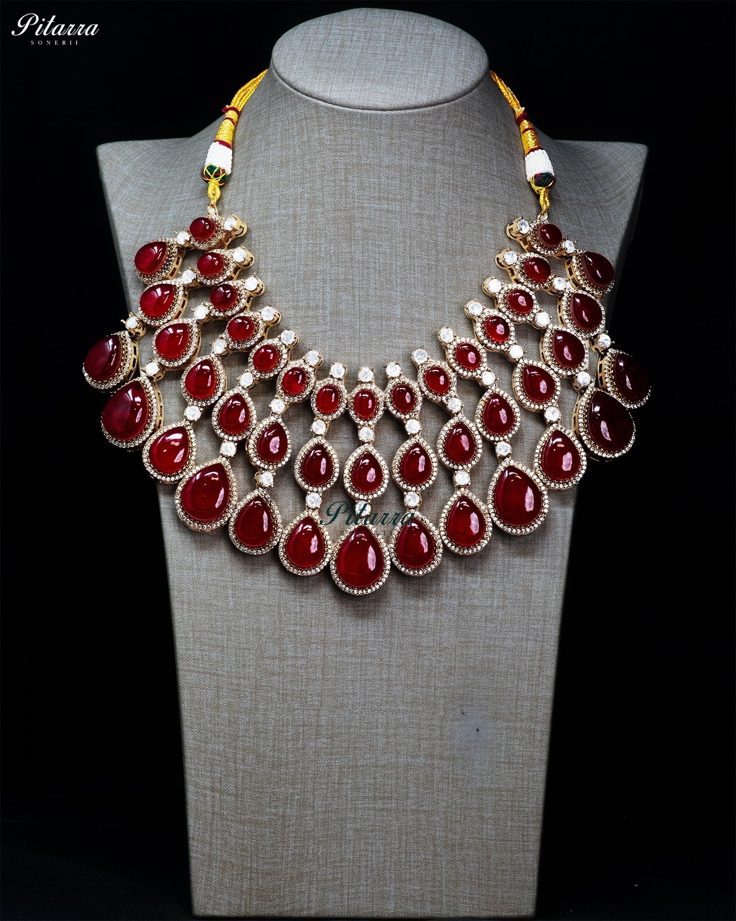 Red Teardrop Kundan Choker Set