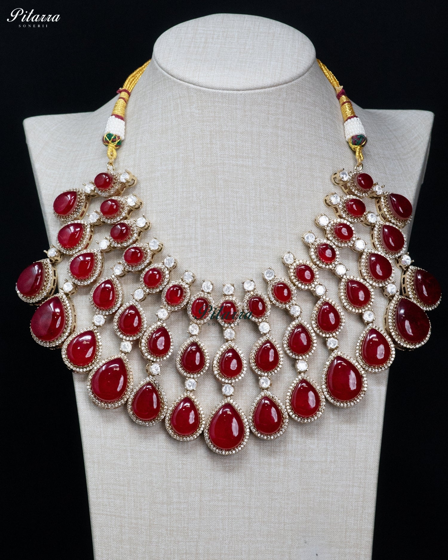 Red Teardrop Kundan Choker Set