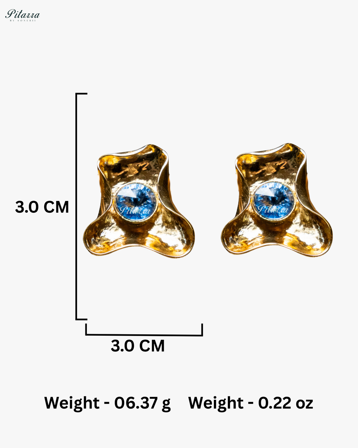 Blue Stone Gold Plated Trendy Stud Earrings