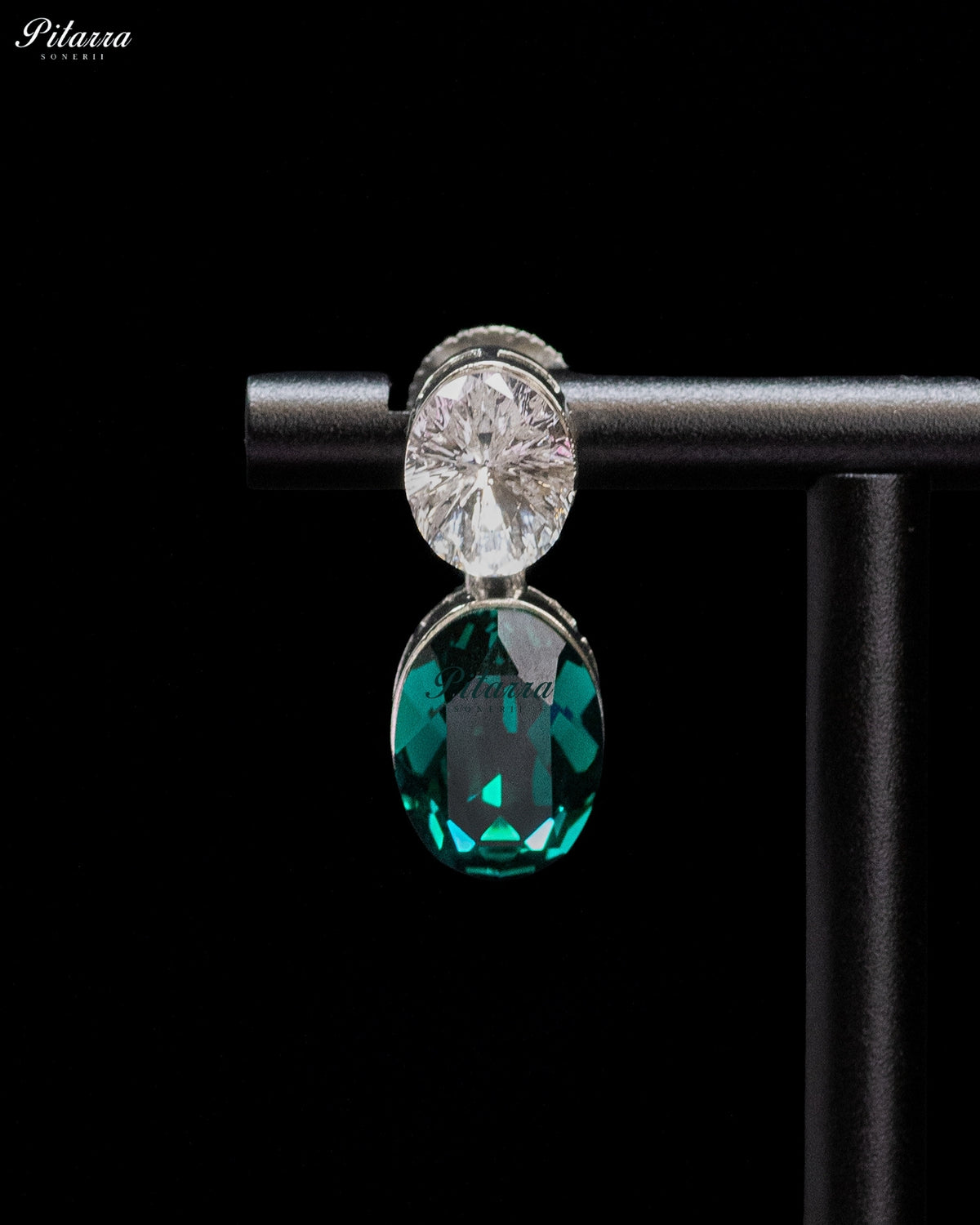 Teal Crystal Oval Drop Earrings