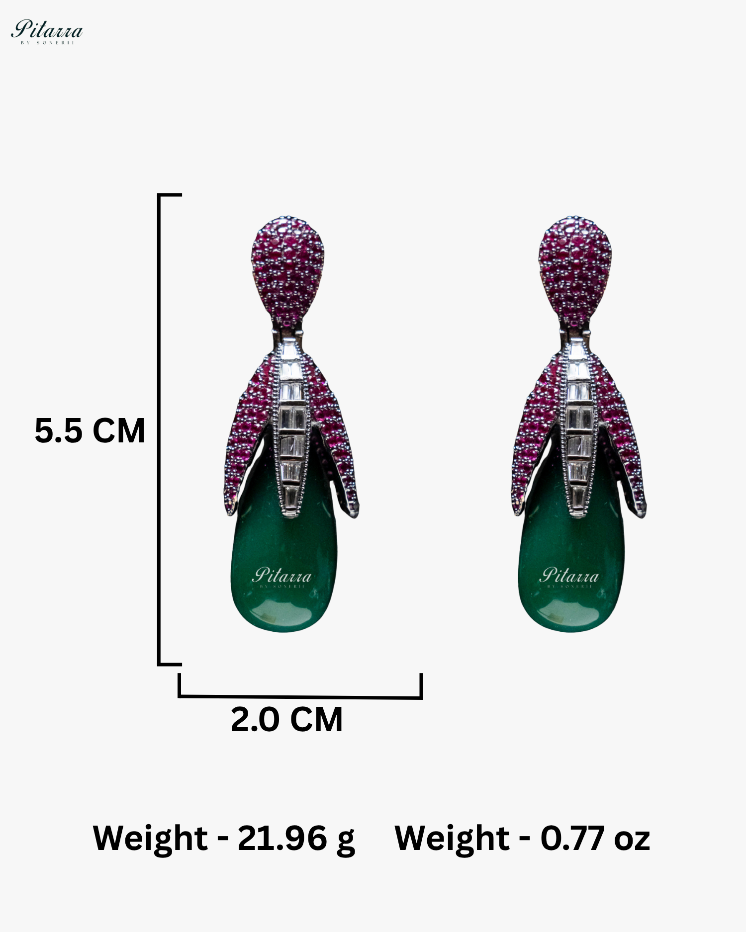 Pink Leaf Emerald Teardrop CZ Crystal Earrings