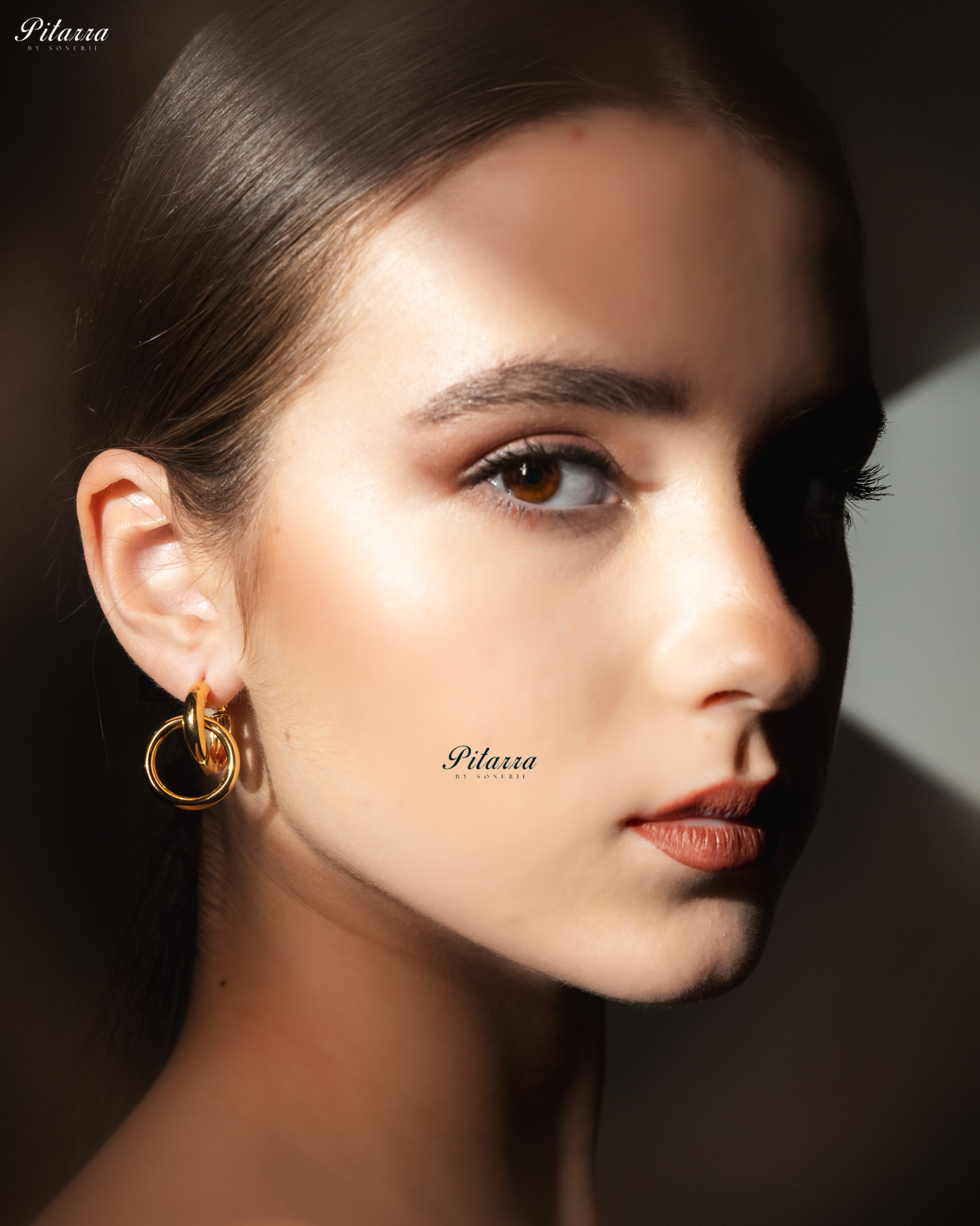 Gold Tone Interlocking Crystal Hoops Earrings