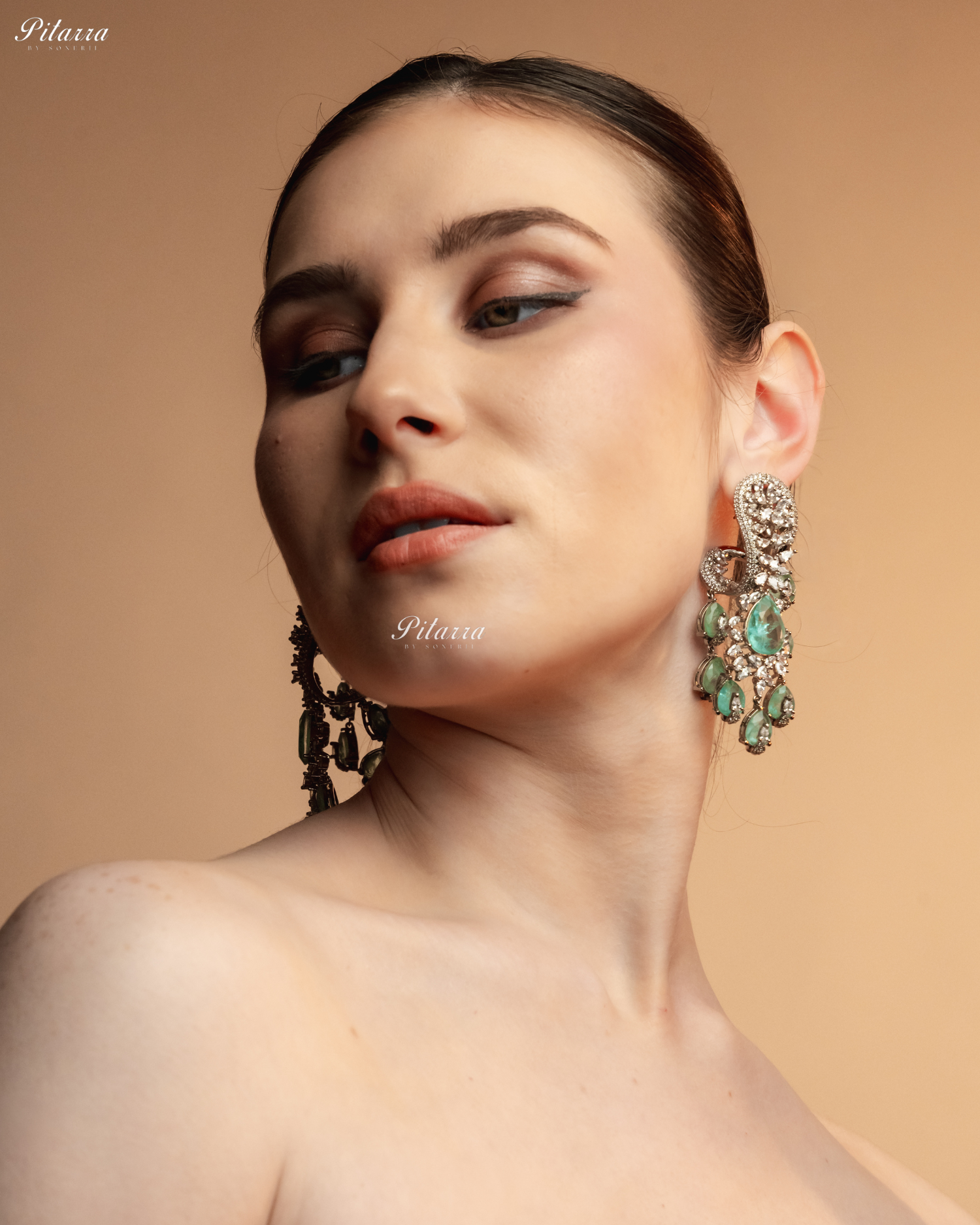 Piscine Blue Silver Polish CZ Crystal Dangler Earrings