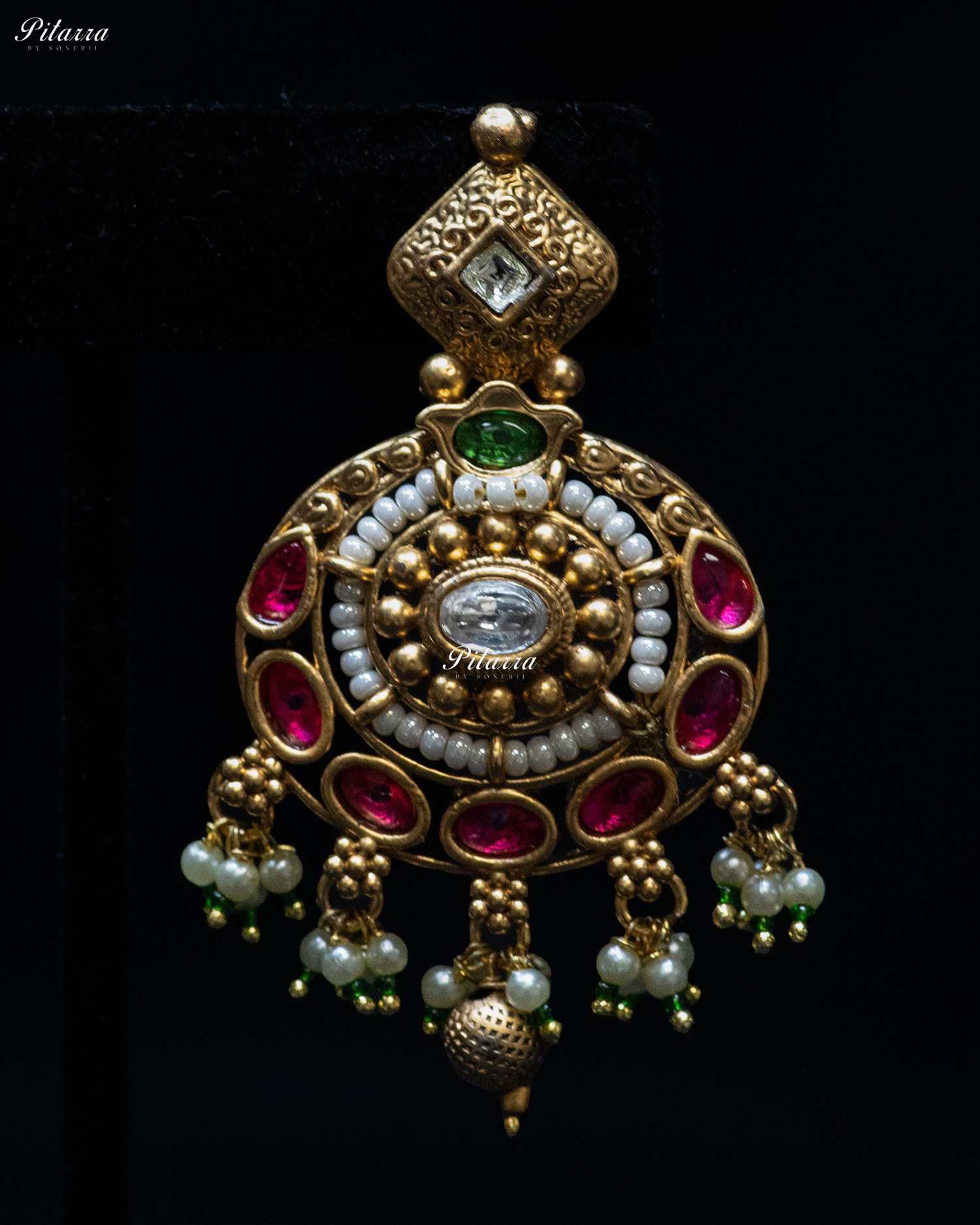Two Tone Gold Finish Two Layer Kundan Necklace Set