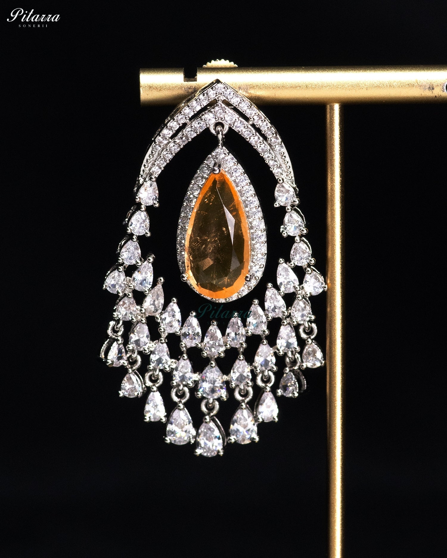 Champagne Gold Crystal Chandelier Drop Earrings