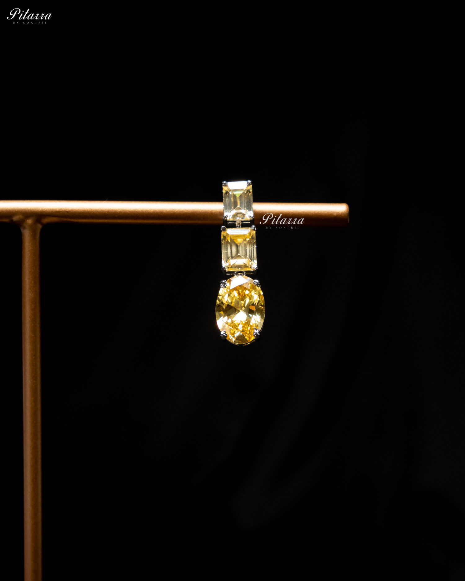 Yellow Two Layer Square Drop Statement Necklace Set