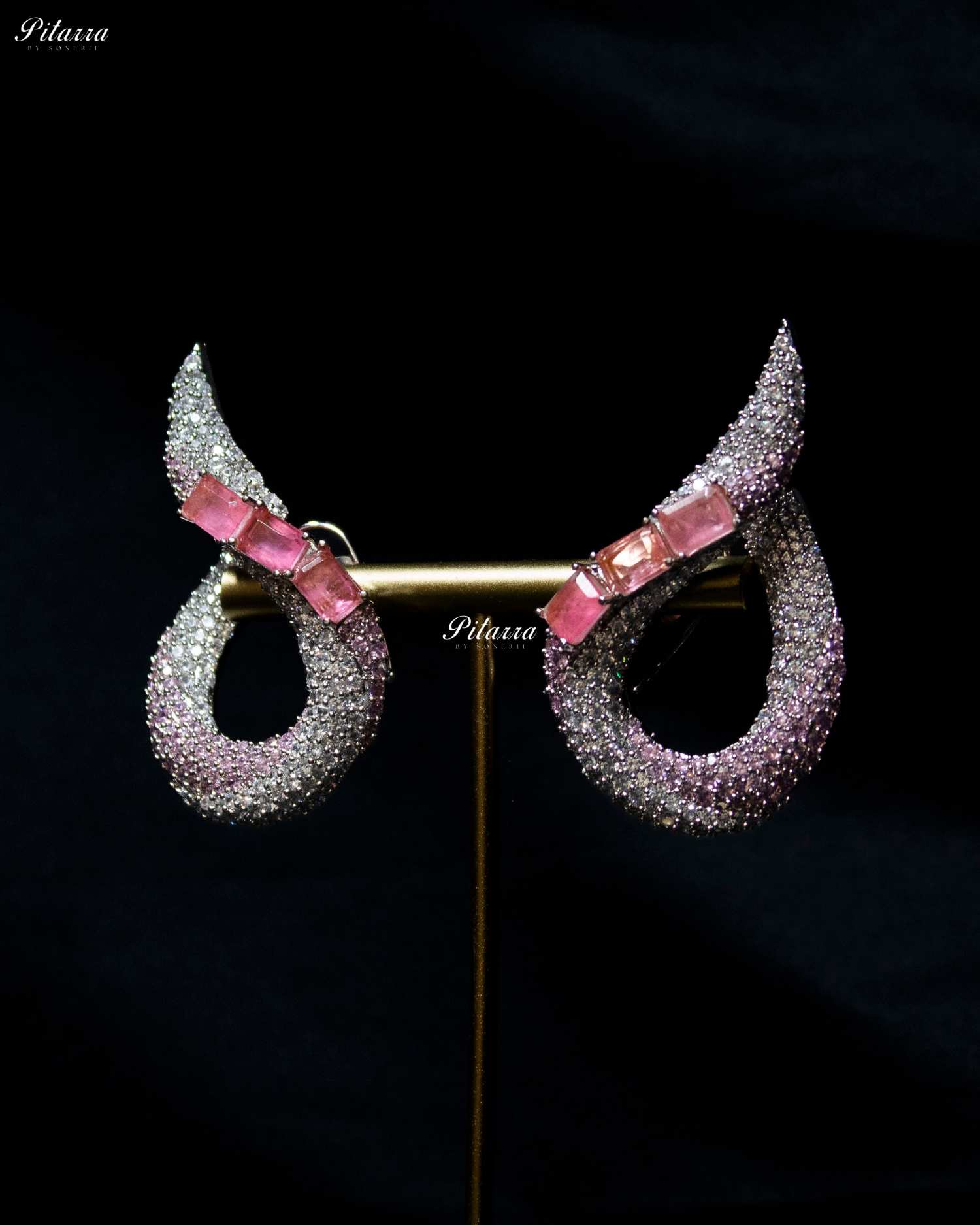 Pink Stone Sleek CZ Choker Statement Necklace Set