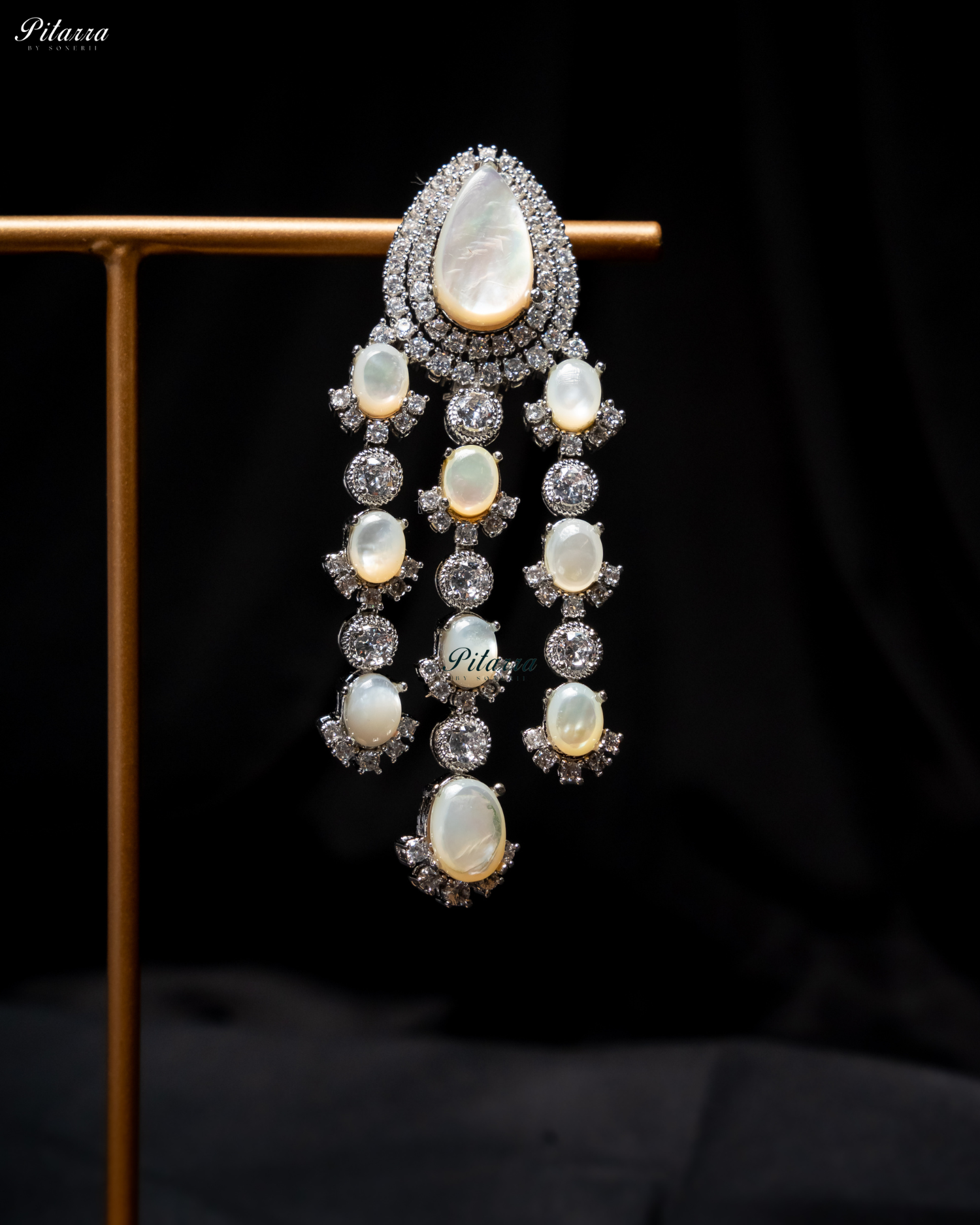 White Stone Silver Multi Layer CZ Necklace Set