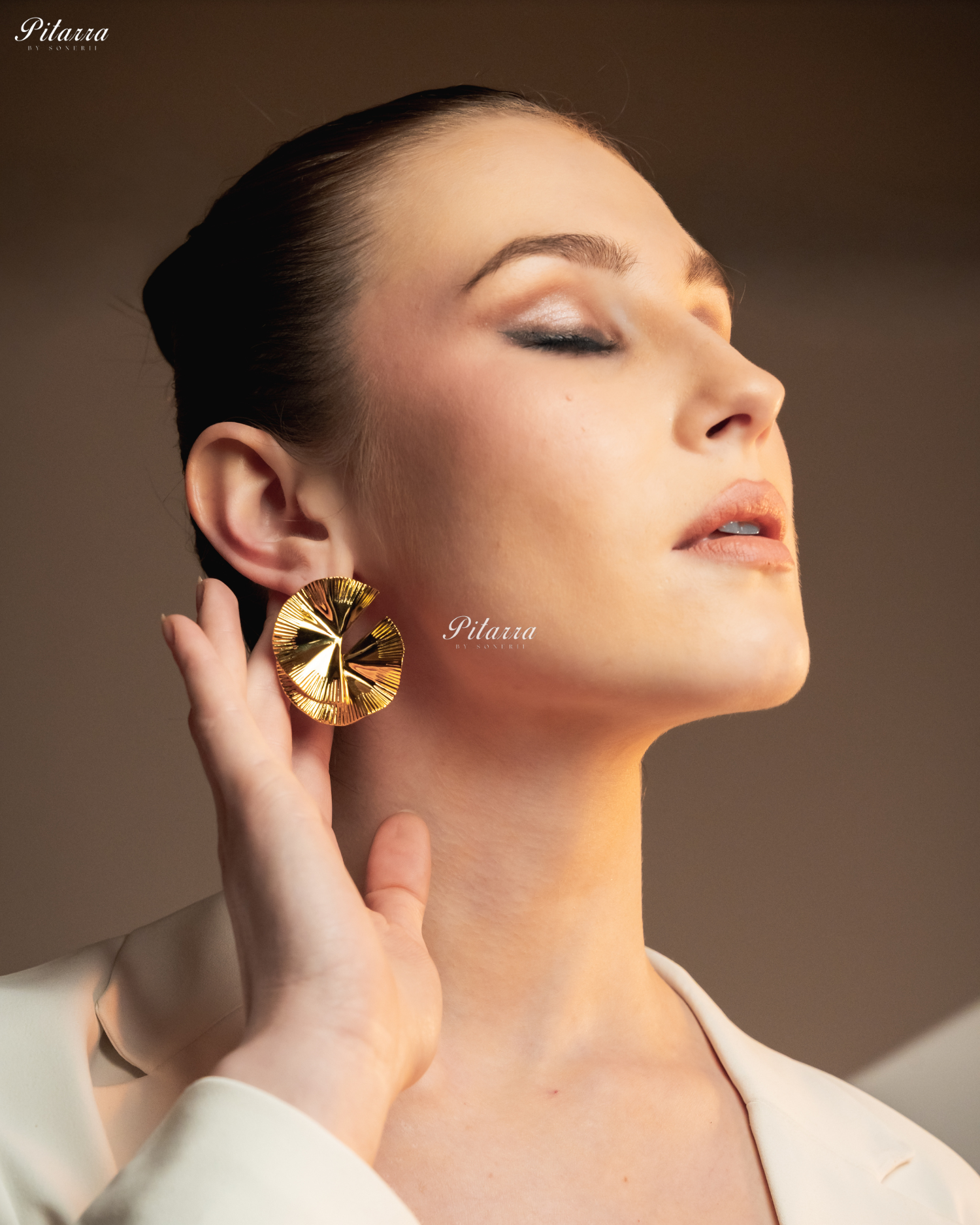 Gold Plated Twist Crystal Stud Earrings