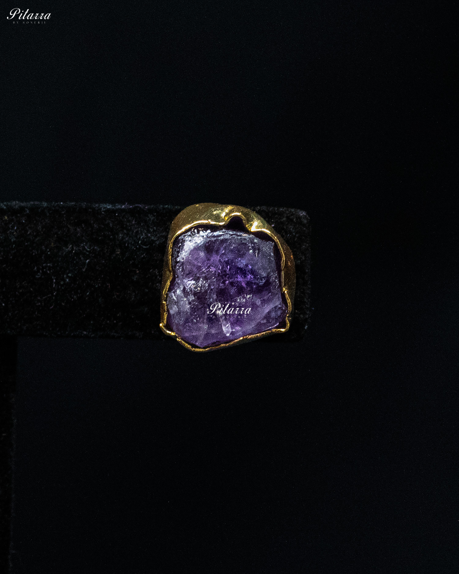 Gold Plated Purple Raw Stone Collar Pendant Set