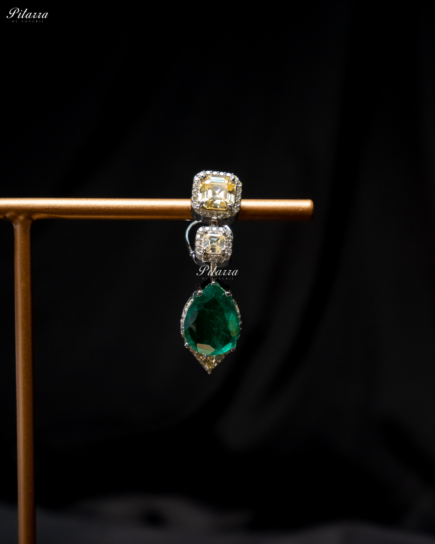 Emerald Crystals Cut Silver Plated Zircon Necklace Set