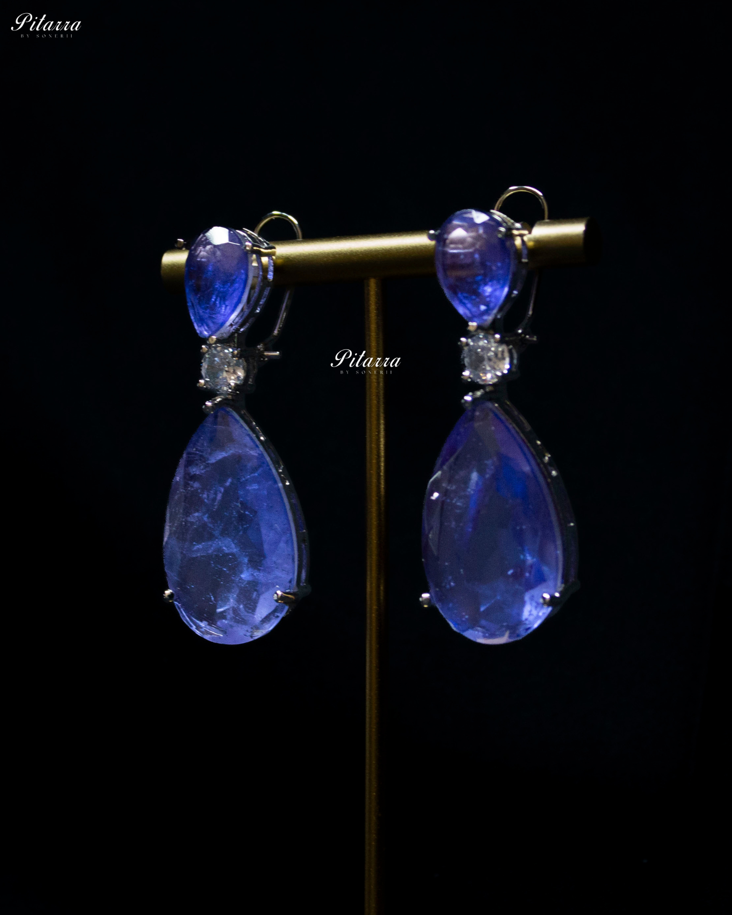 Blue Teardrop Victorian Crystal Necklace Set