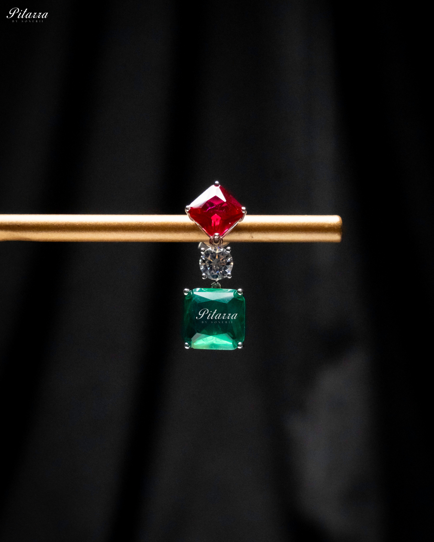 Pink and Emerald Magnifica 92.5 Silver Necklace Set