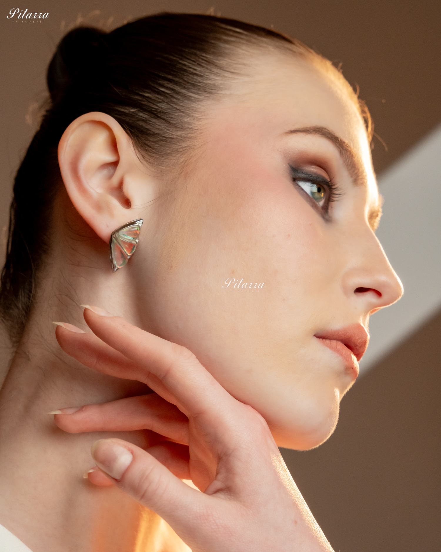 Two Tone Wing Shape CZ Crystal Stud Earrings