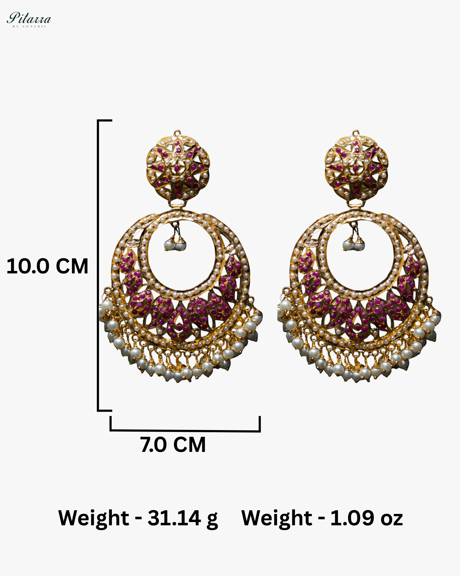 Fine Gold Plated Pink Chandbali Earrings