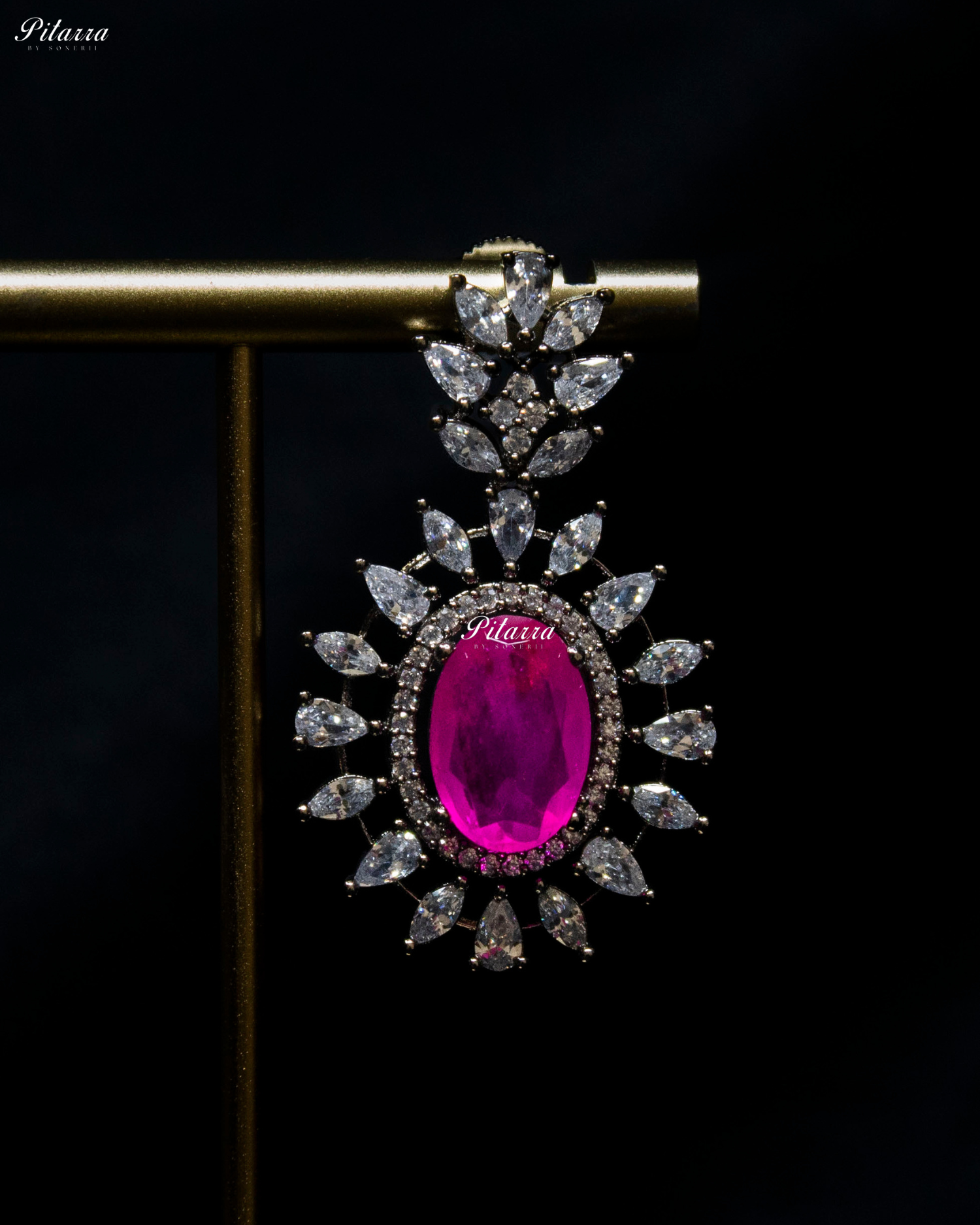 Pink Color Stones Dazzling Cubic Zirconia Necklace Set