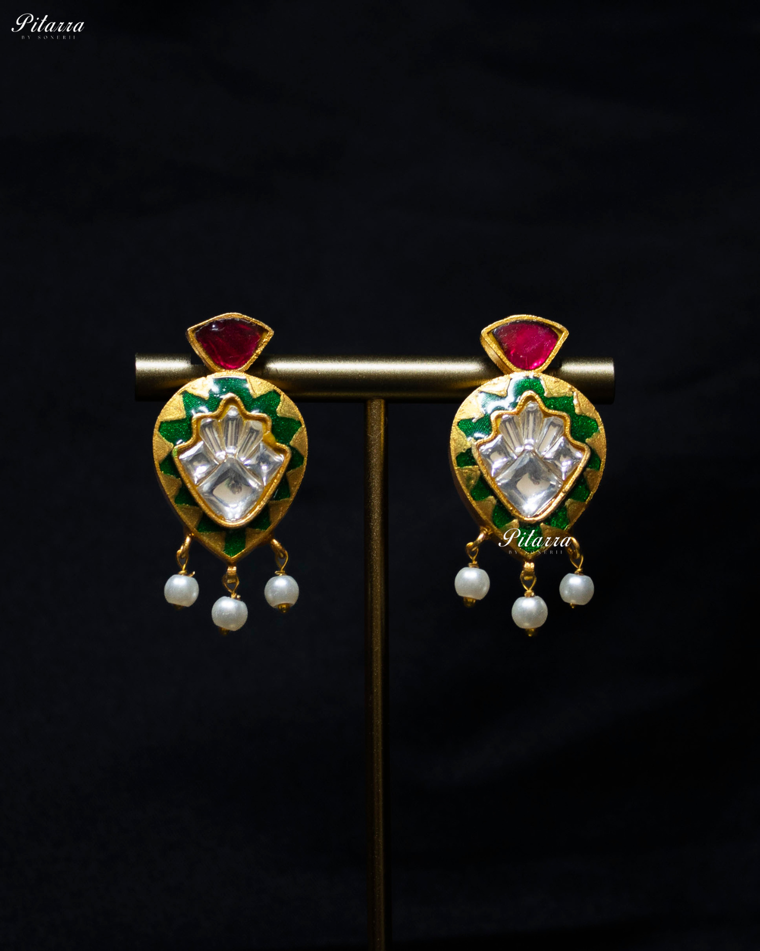 Green Drop Exclusive Meena Kundan Necklace Set