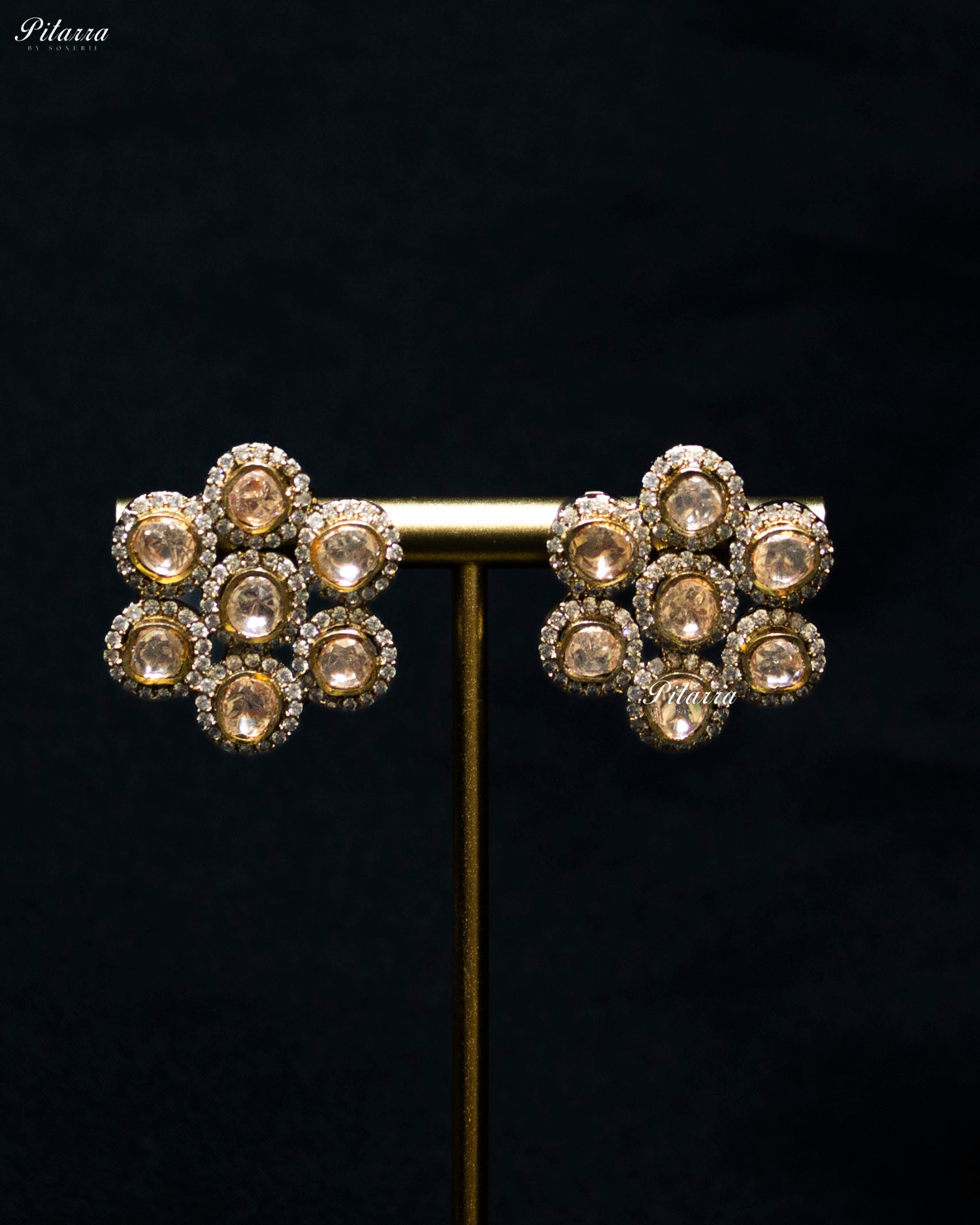 Three Layer White Stone Gold Finish Kundan Choker Set