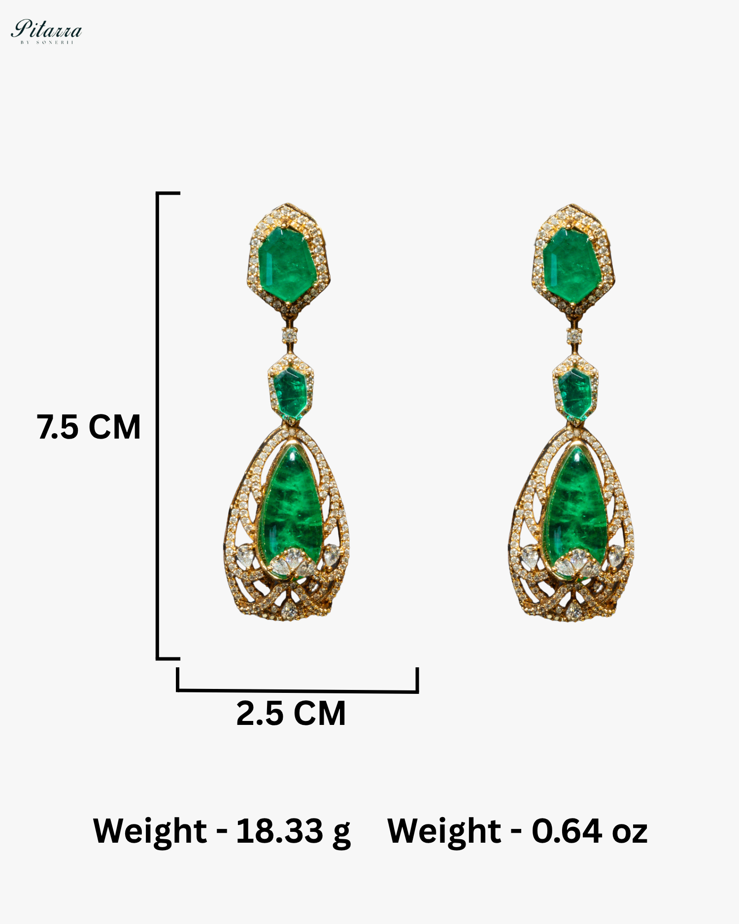 Emerald Doublet Stone with CZ Necklace Set