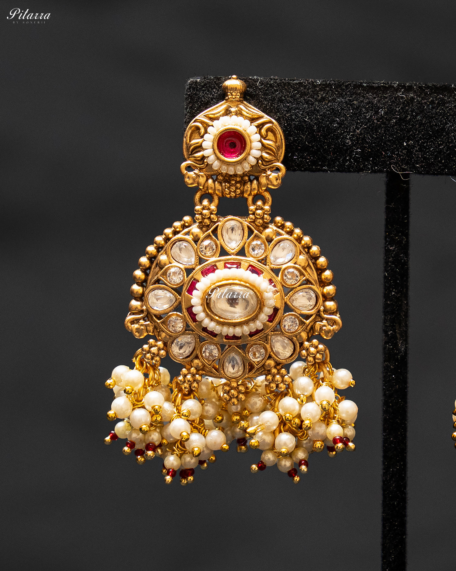 Pink Stone Pink Beads Rajwadi Kundan Necklace Set