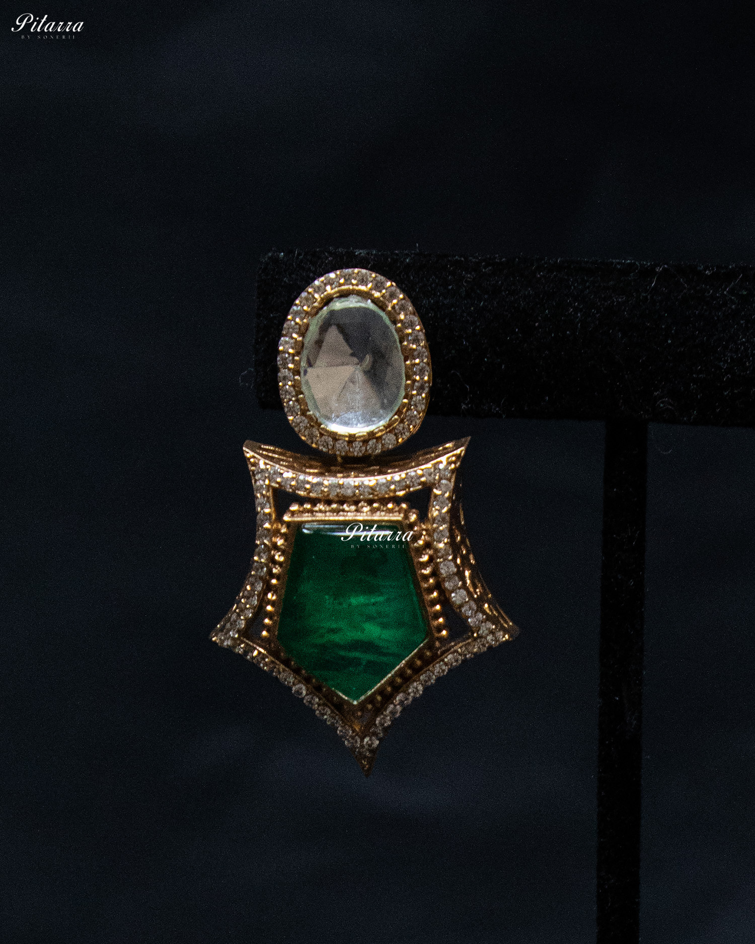Emerald Stone Halsi Polki Kundan Necklace Set