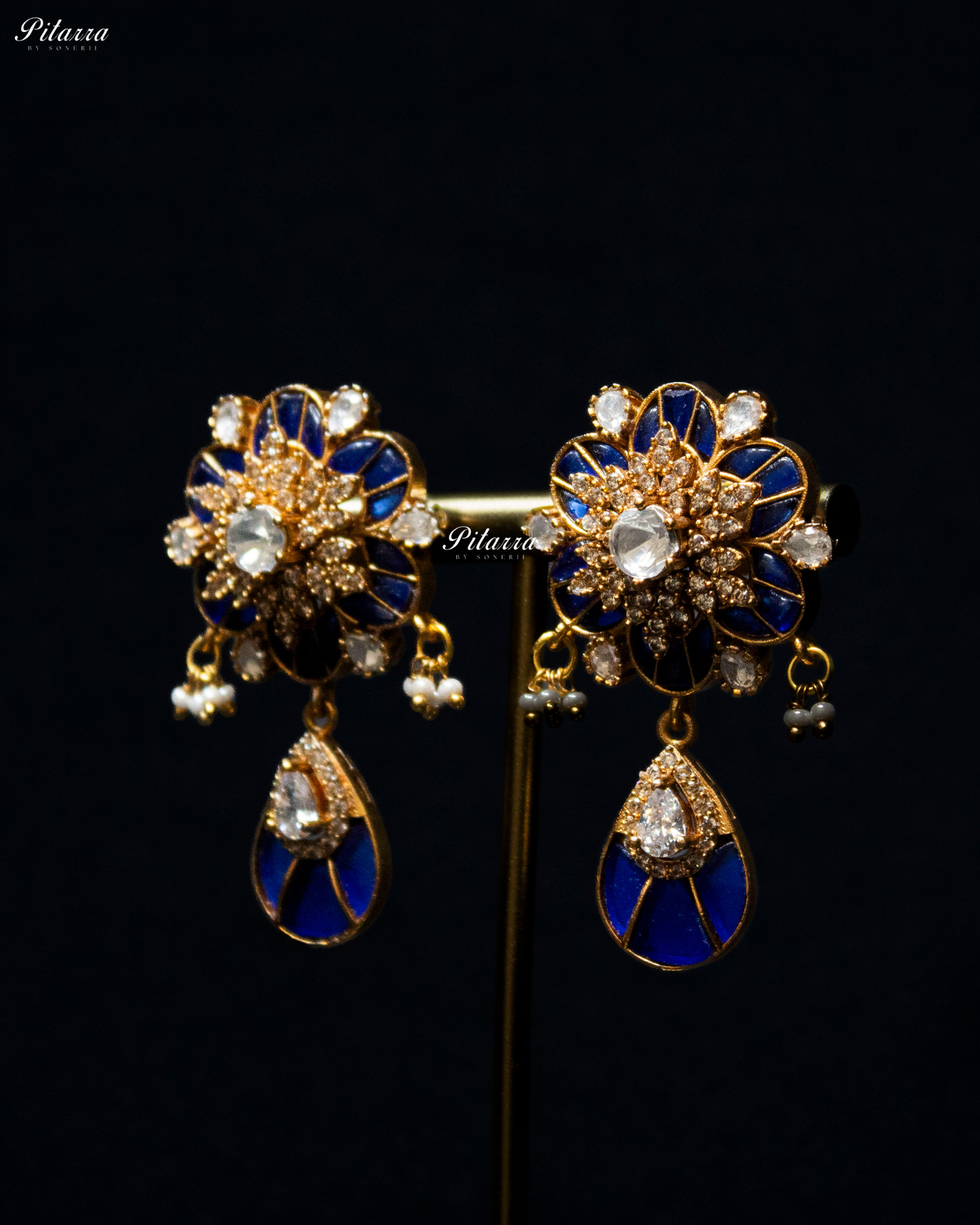 Royal Blue Luxury Meenakari Polki Choker Necklace Set