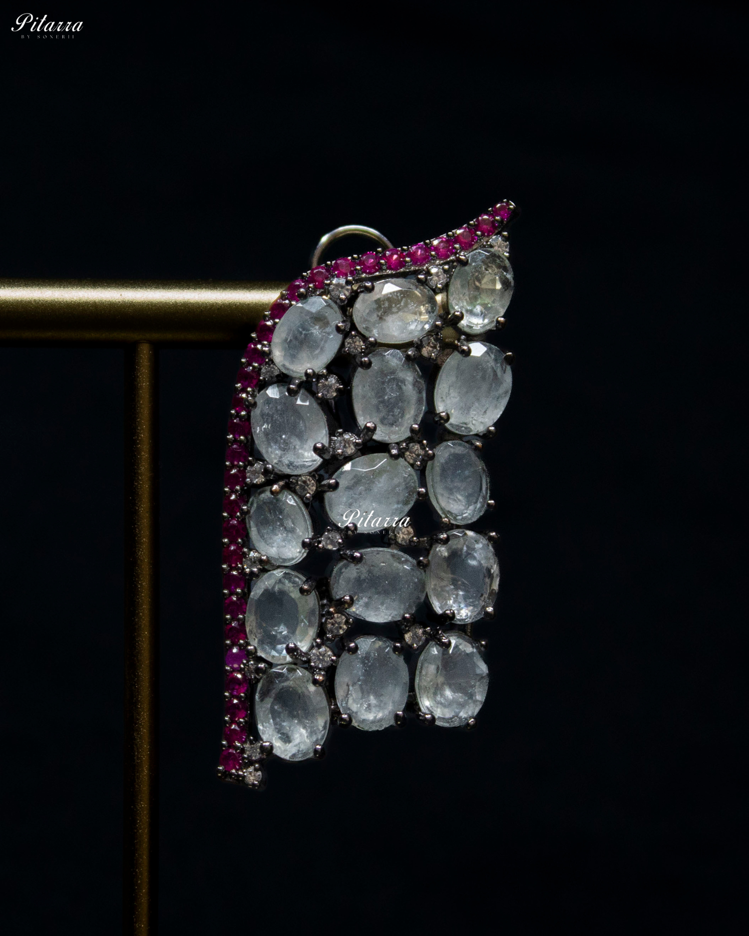 White Stone Purple Lining Crystal Choker Set