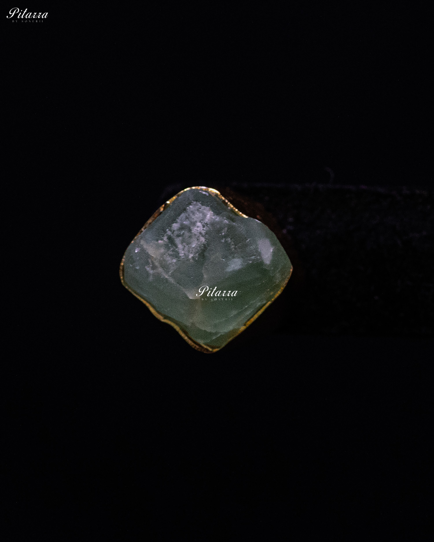 Gold Plated Green Raw Stone Collar Pendant Set