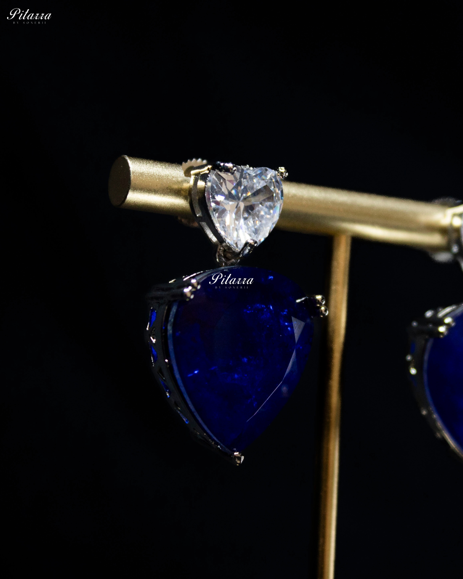 Blue Drop Stone Centred CZ Necklace Set