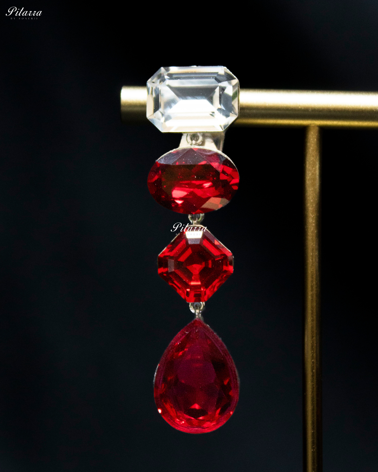 Multi Ruby Red Stone Crystal Necklace Set