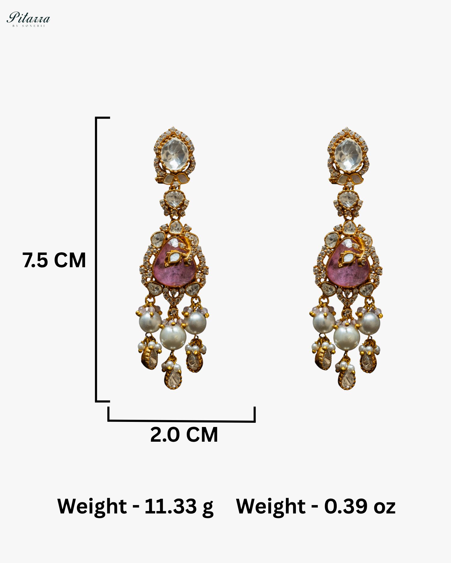 Pink Stone Gold Plated Beaded Traditional Necklace Set